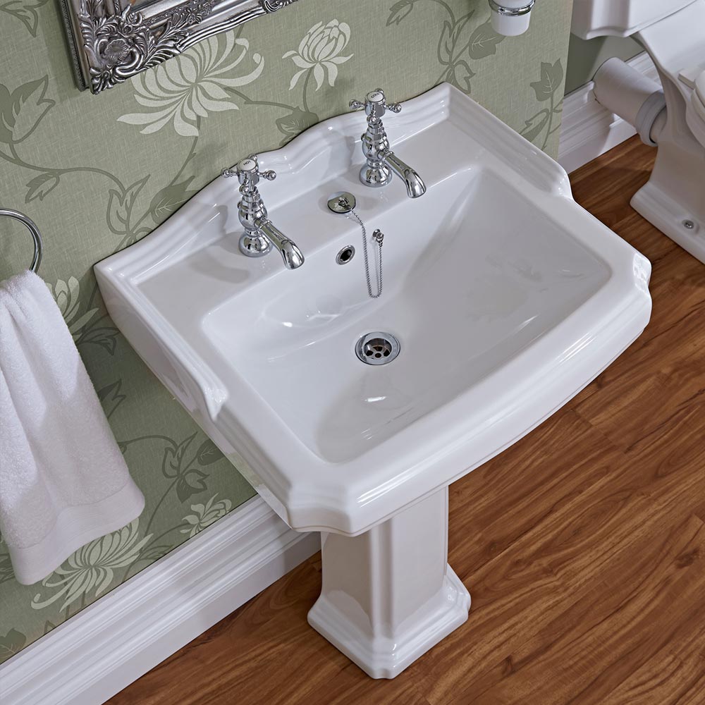 Butler & Rose Winston 580mm Full Pedestal & Basin - 2 Tap Hole