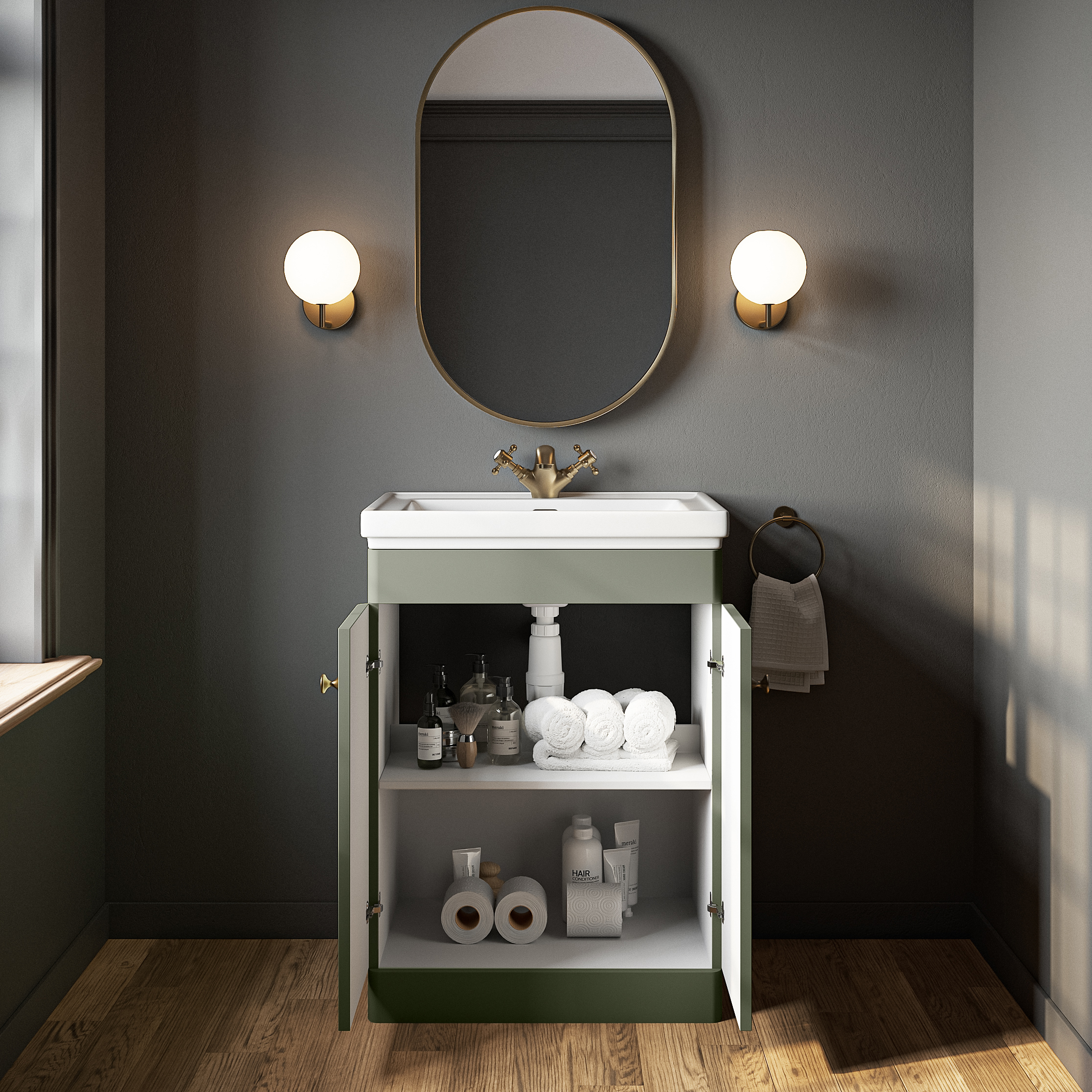 Butler & Rose Ophelia 600mm Floorstanding 2 Door Vanity Unit & Basin
