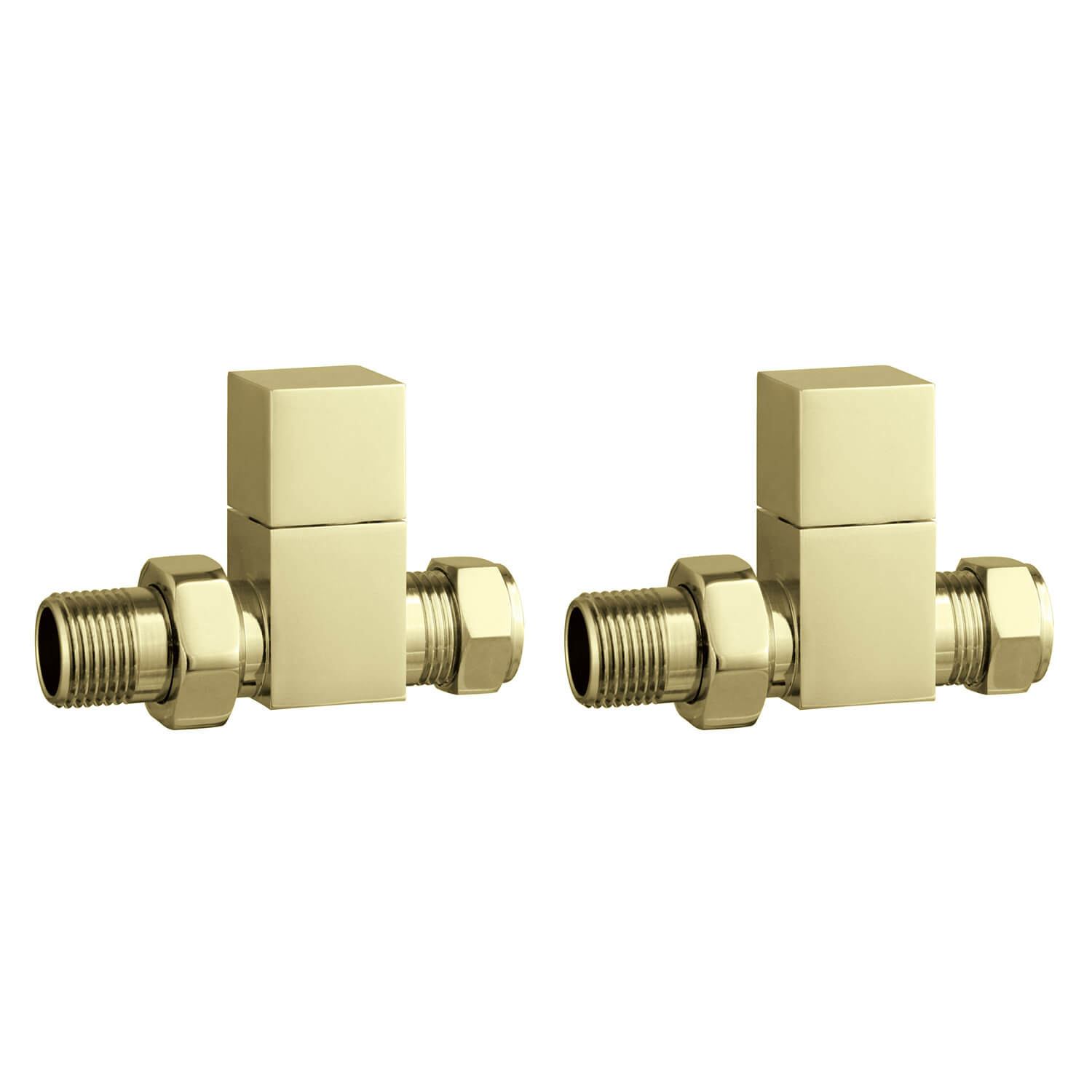 Brenton Straight Radiator Valves - Brushed Brass