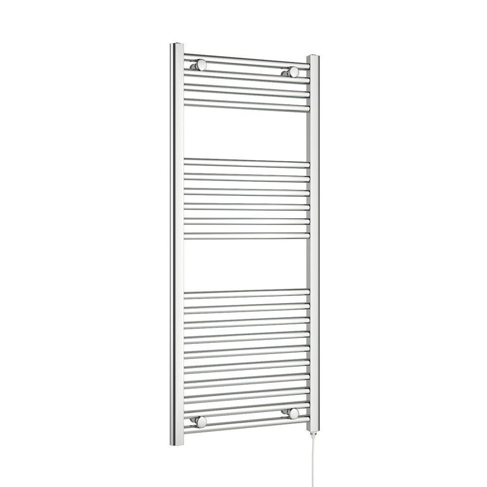 Brenton Apollo Electric Straight Chrome Heated Towel Rail - 22mm - 1200 x 500mm