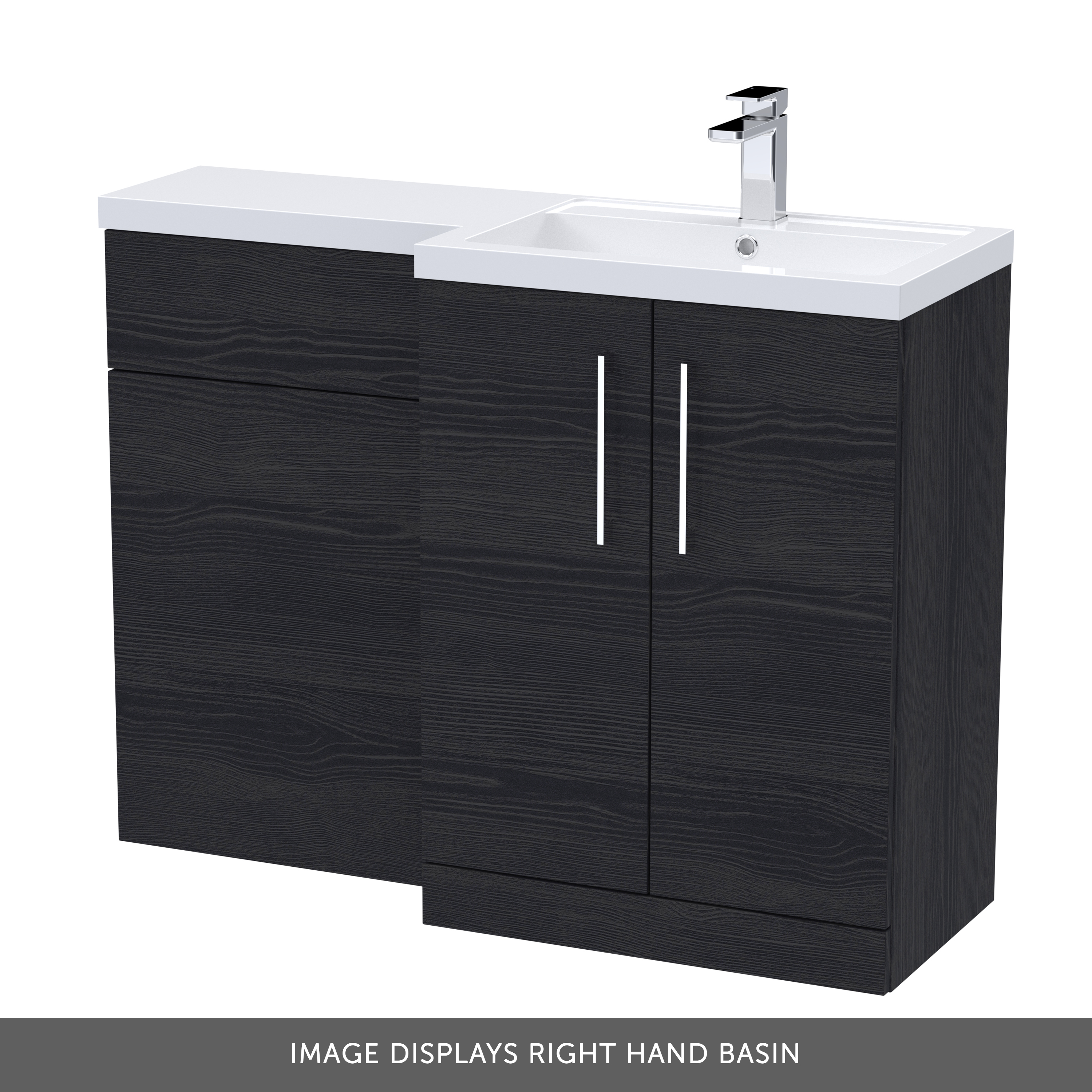 Erin 1100mm Black Charcoal Combination Bathroom 2 Door Sink & Toilet Unit