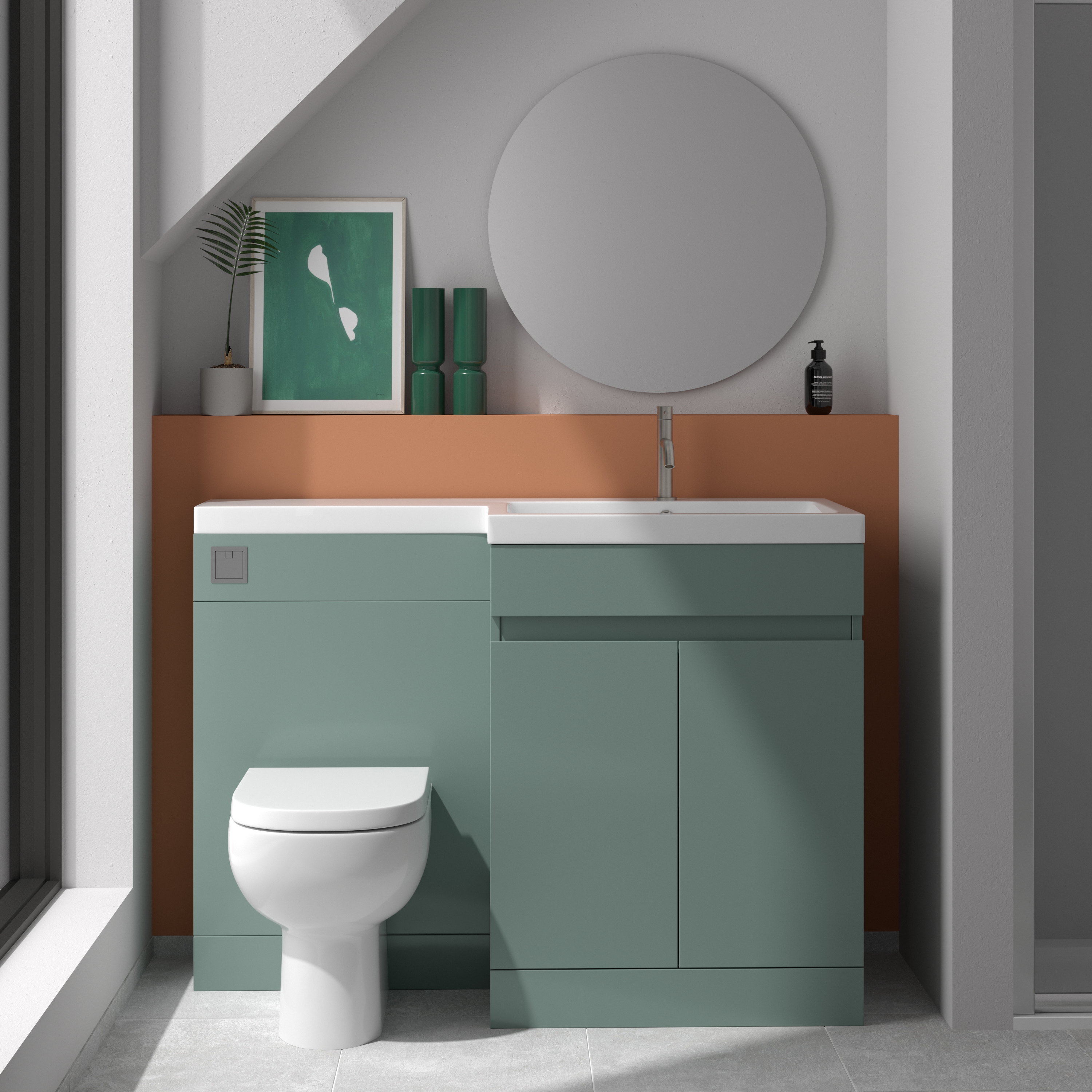 Dylan 1100mm Combination Basin & Toilet Unit - Matt Green
