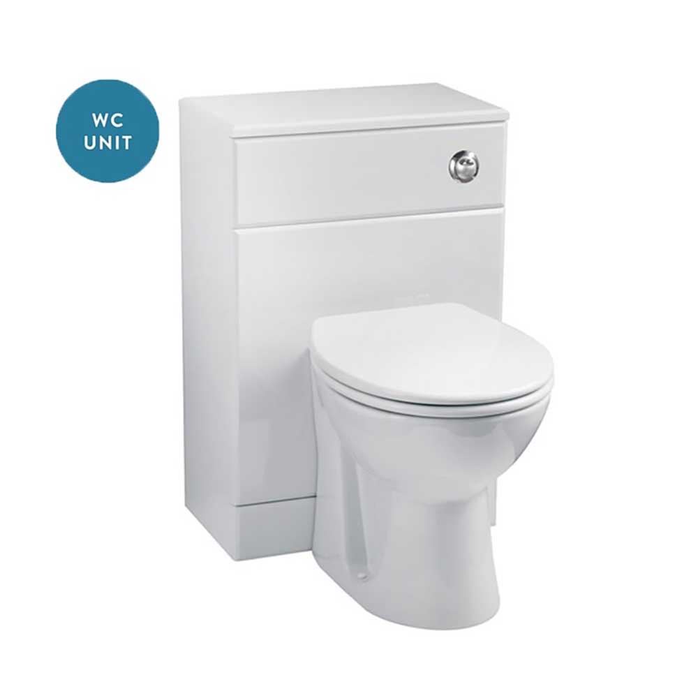 Vellamo Alpine 950mm 1 Door Combination Basin & Toilet Suite - Gloss White