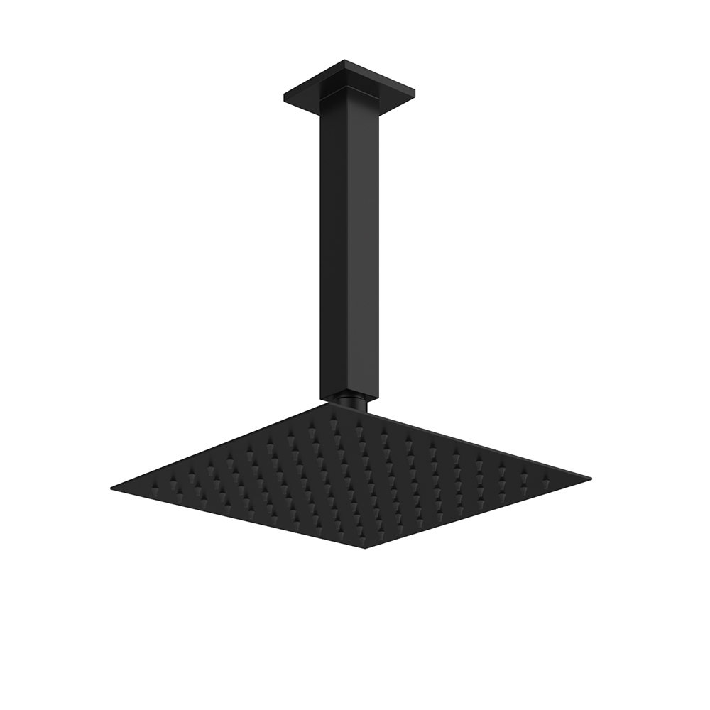 Harbour Status Matt Black Stainless Steel Square Shower Head - 200mm