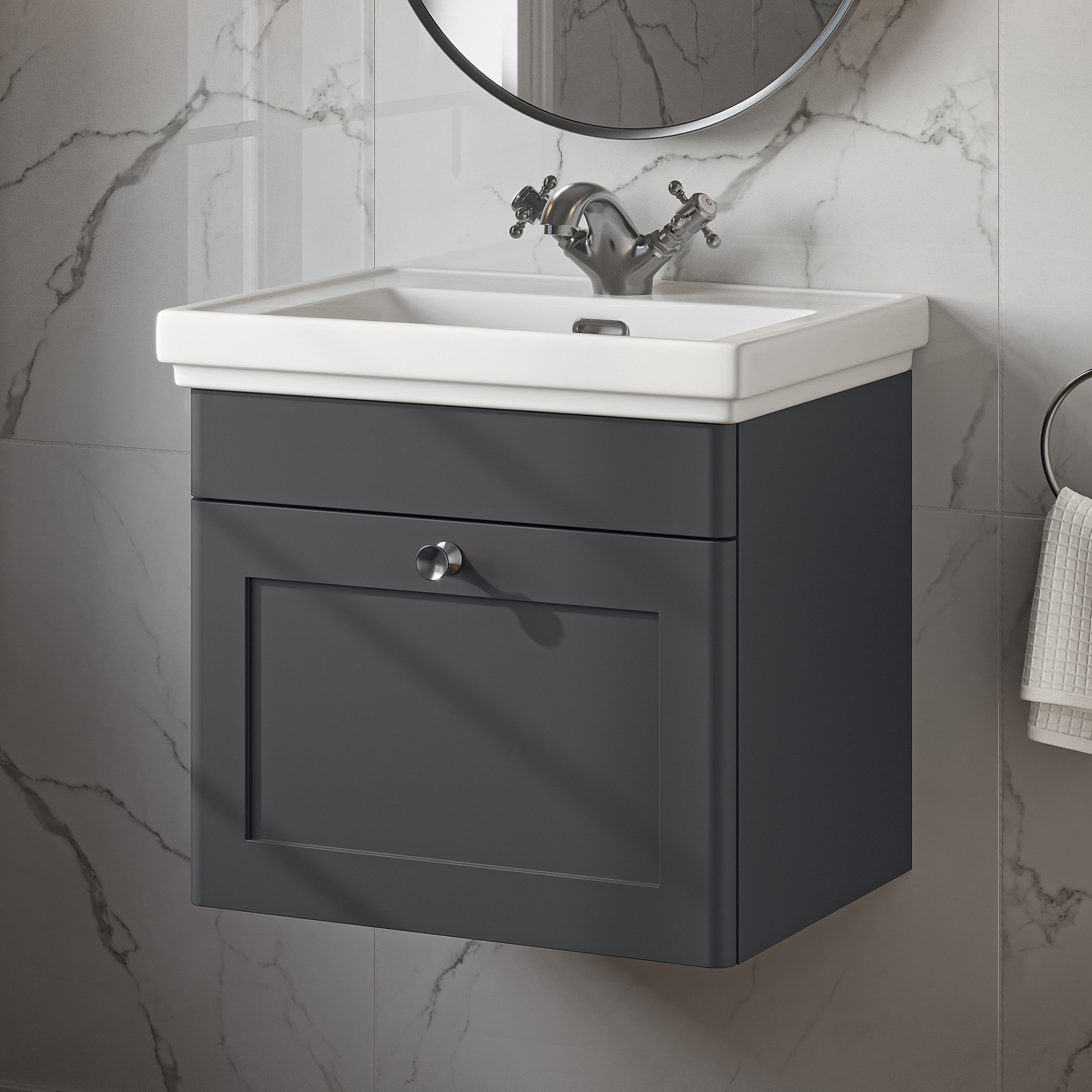 Butler & Rose Ophelia Traditional Toilet & 500mm Wall Hung Vanity Unit Bathroom Suite