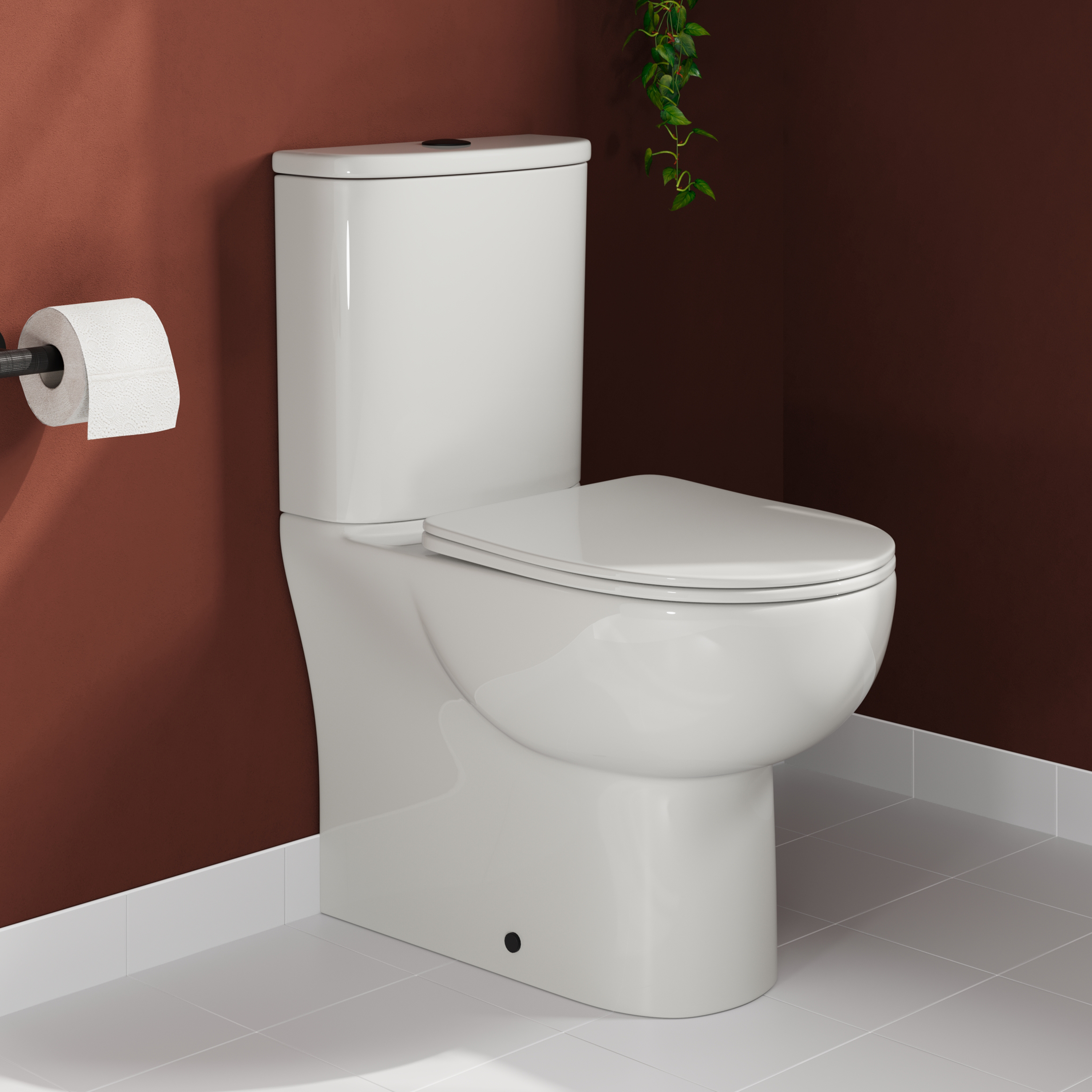 Harbour Serenity Rimless Back To Wall Close Coupled Toilet with Soft Close Seat