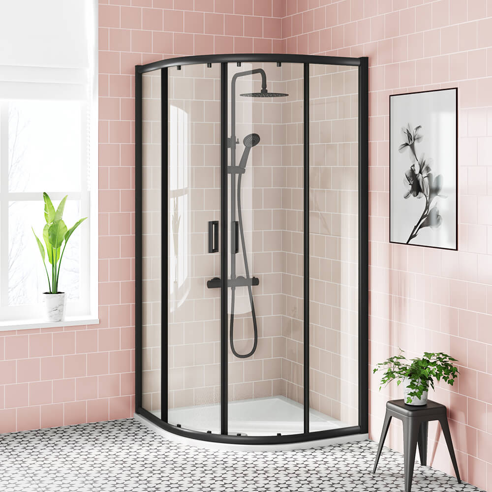 Harbour Primrose 6mm Matt Black Quadrant Shower Enclosure - 1850mm