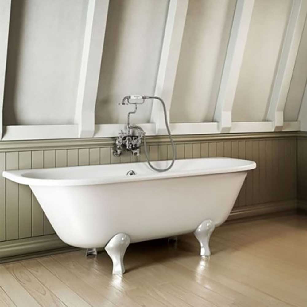 Burlington Avantgarde Back to Wall Roll Top Bath with Luxury Feet - 1700 x 750mm