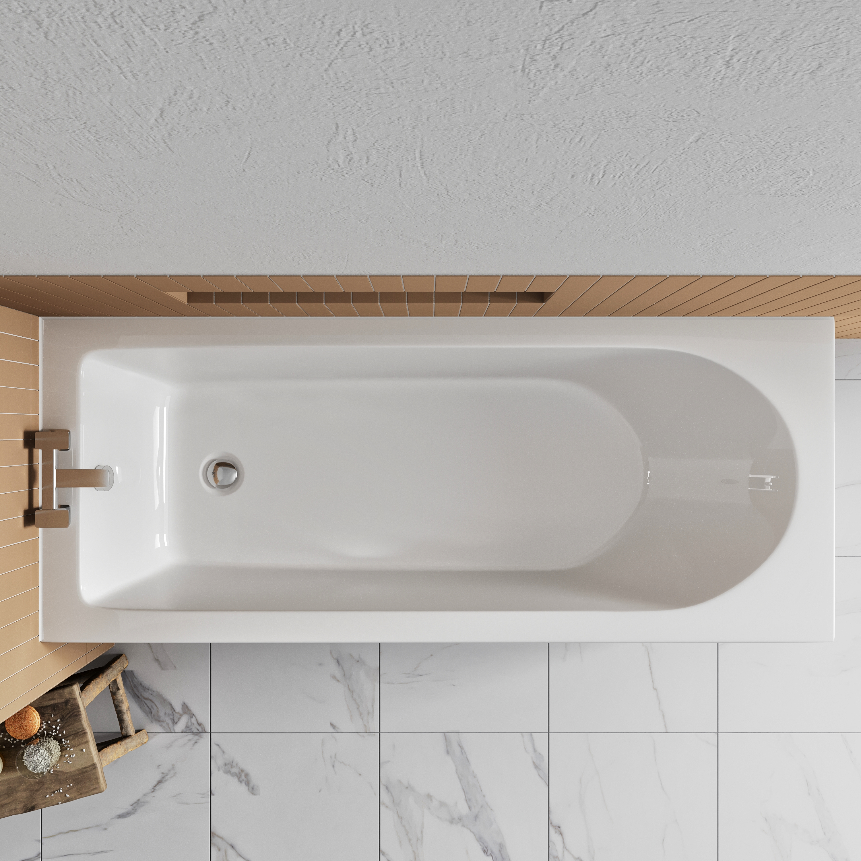 Drench Straight Single Ended Bath - Curved