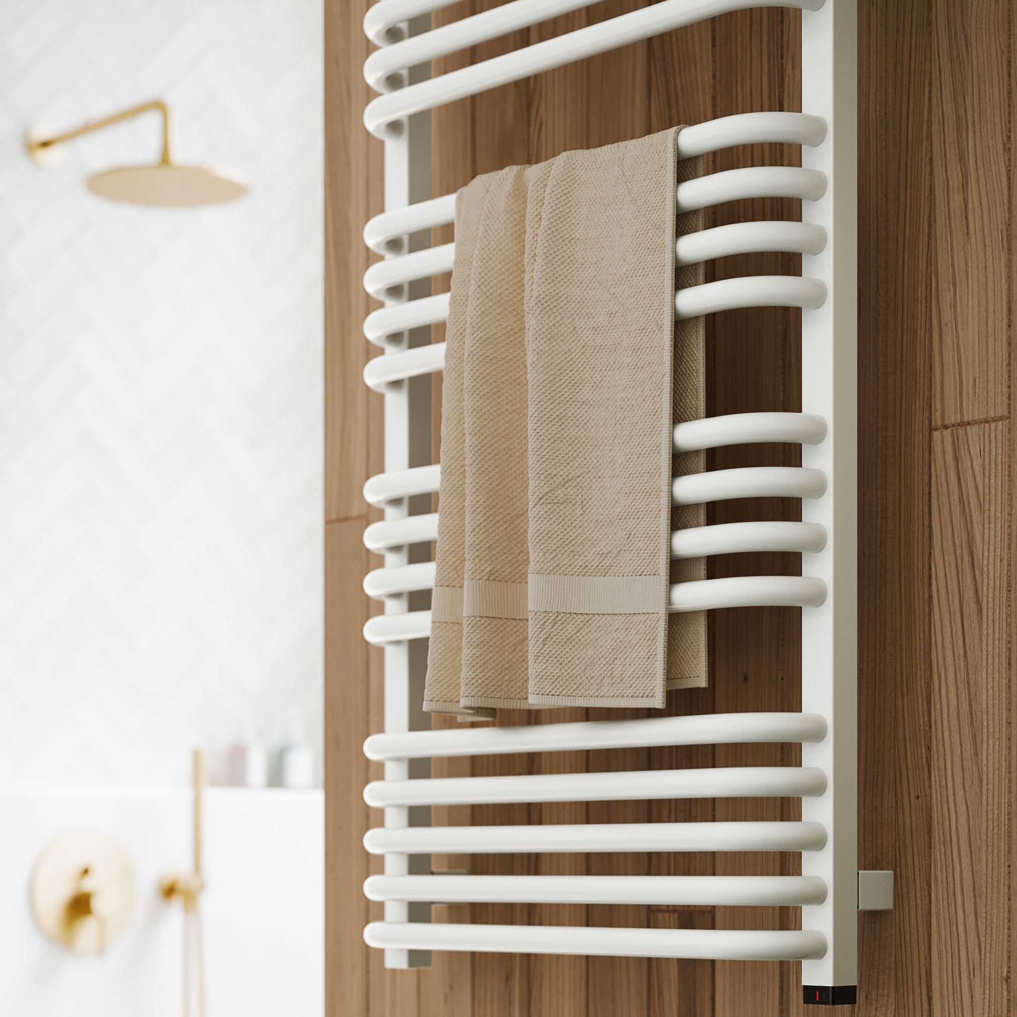 Terma Alex One Electric Heated Towel Rail with Heating Element - Traffic White - 1140 x 500mm