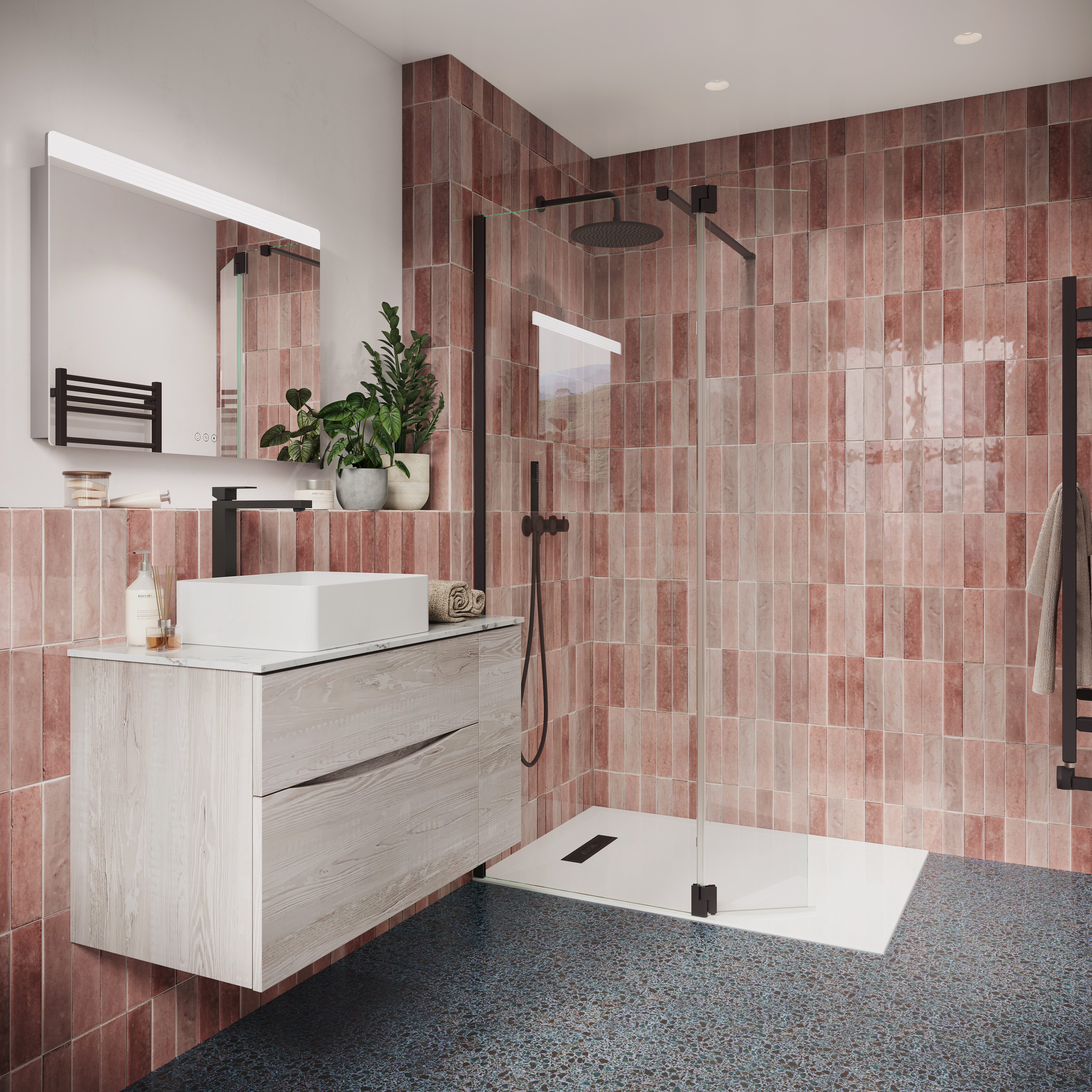 Crosswater Gallery 8 Walk In Shower Enclosure 8mm Panels with Multiple Configurations - Matt Black