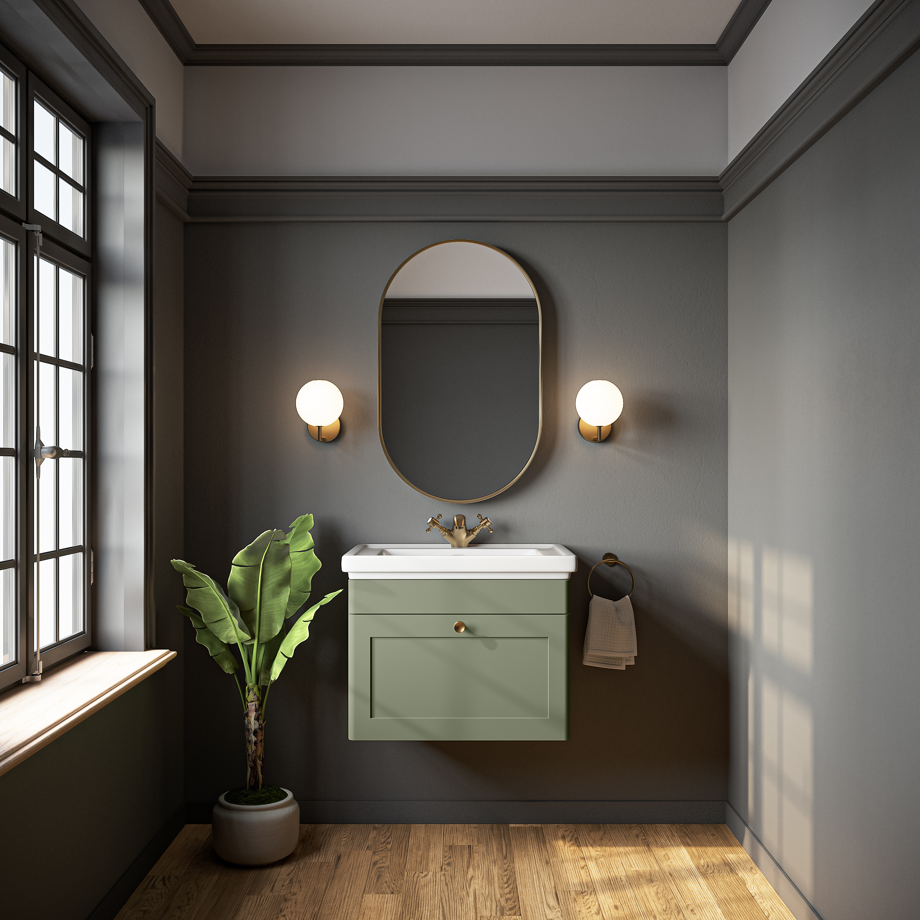Butler & Rose Ophelia Traditional Toilet & 600mm Wall Hung Vanity Unit Bathroom Suite