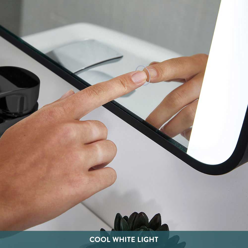 Vellamo LED Illuminated Matt Black Mirror with Demister Pad & Colour Change LEDs - 500 x 700mm & 1200 x 600mm