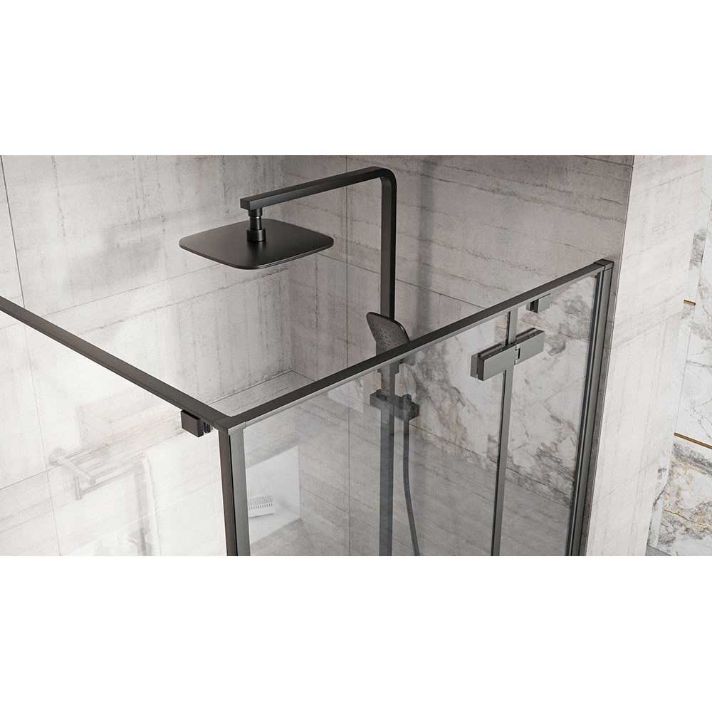 Harbour Icon Matt Black 8mm 2m Tall Easy Clean Hinged Shower Door & Optional Side Panel