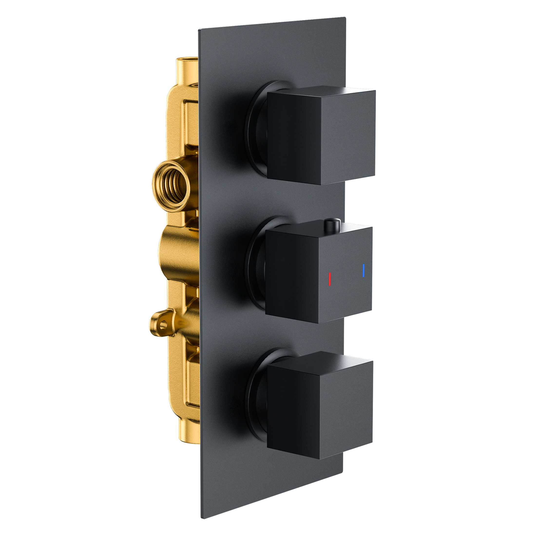 Harbour Status Matt Black Concealed Shower Valve, Fixed Ceiling Mounted Head & Overflow Bath Filler
