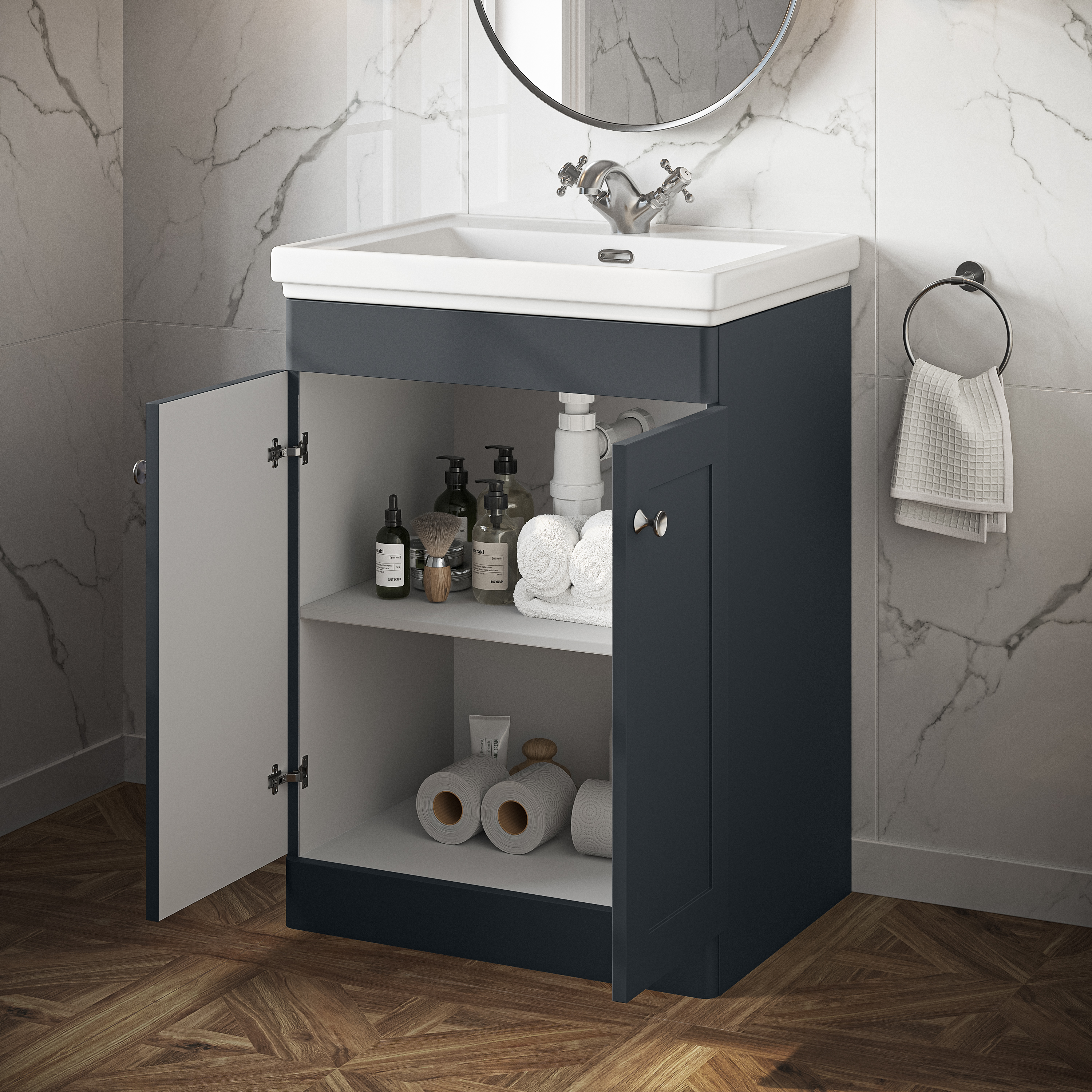 Butler & Rose Ophelia 600mm Floorstanding 2 Door Vanity Unit & Basin