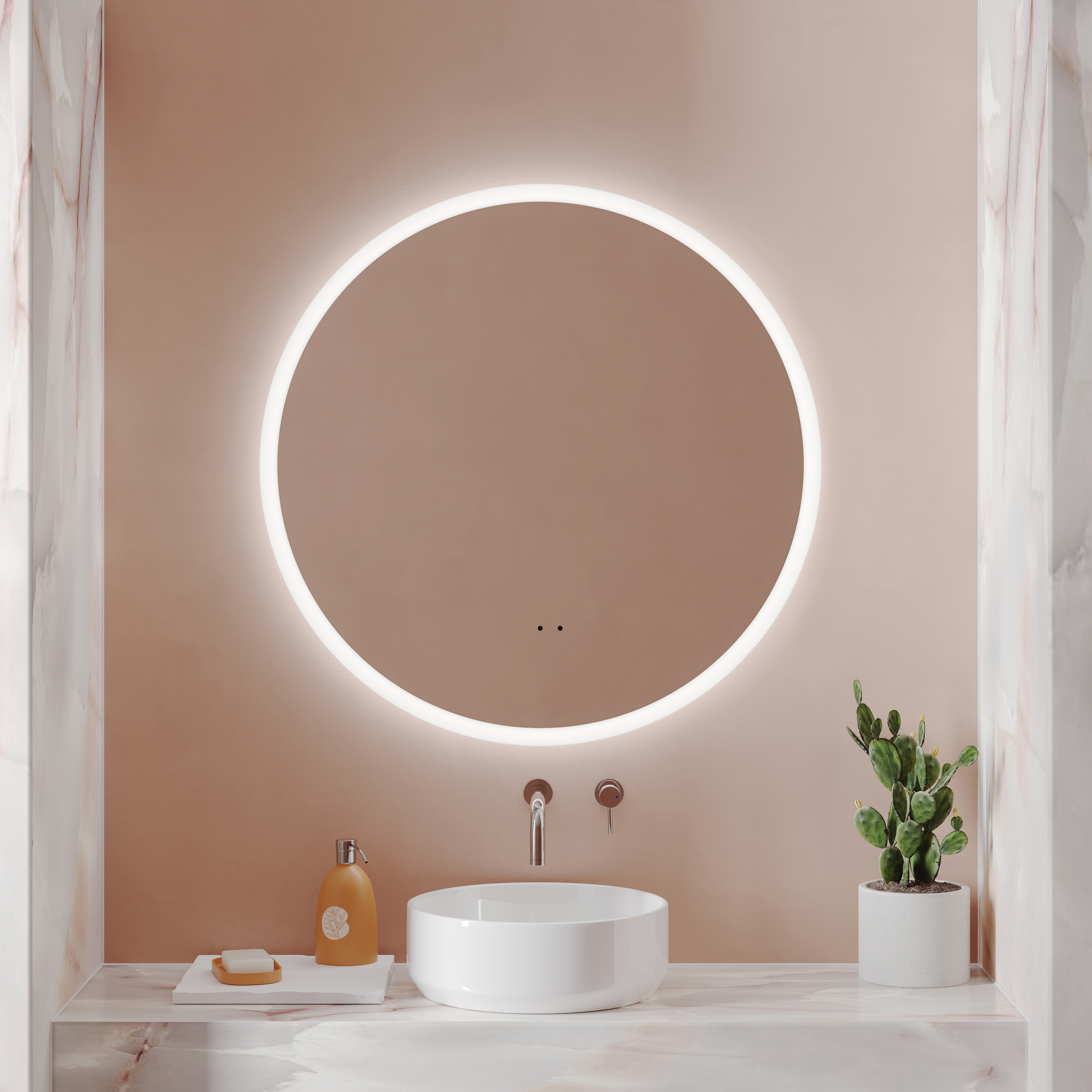 Harbour Glow Round LED Mirror with Demister Pad & Colour Change Lights - 800mm
