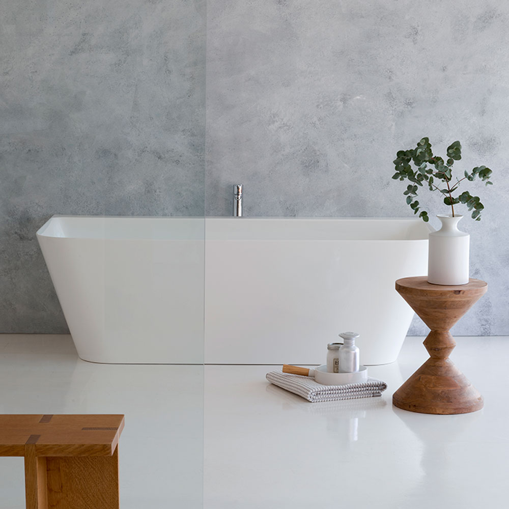 Britton Bathrooms Patinato ClearStone Back to Wall Bath - 1524 & 1690 x 800mm