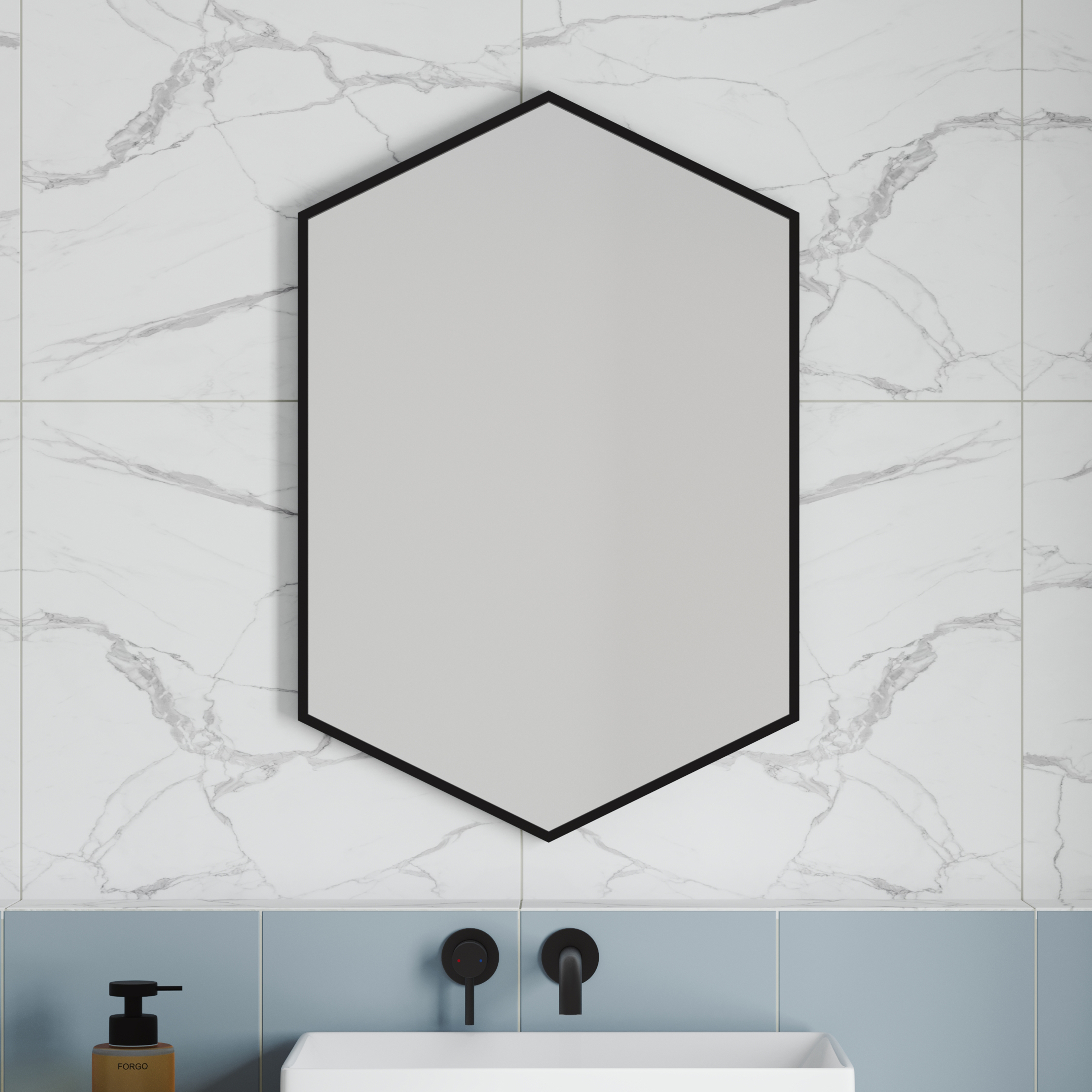 Vellamo Wonder Hexagonal Framed Mirror - 500 x 750mm
