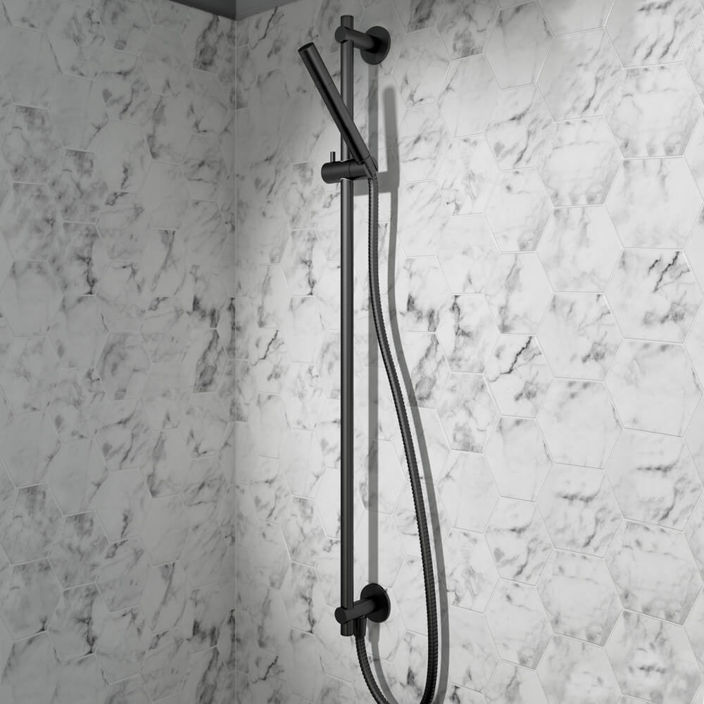 VOS Slide Rail Shower Kit with Shower Handset & Hose - Matt Black