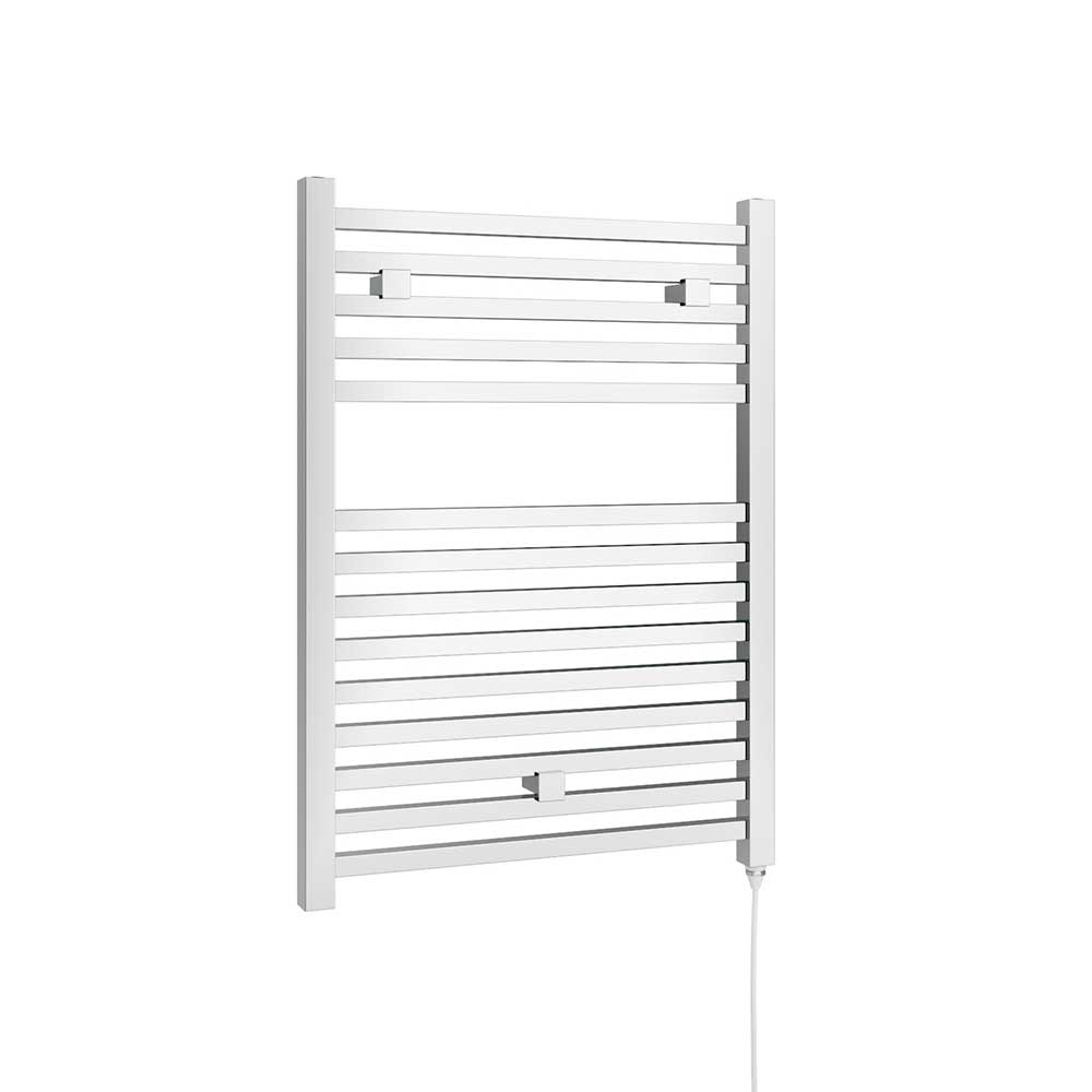 Brenton Helios Electric Straight Square Chrome Heated Towel Rail - 20mm - 690 x 500mm