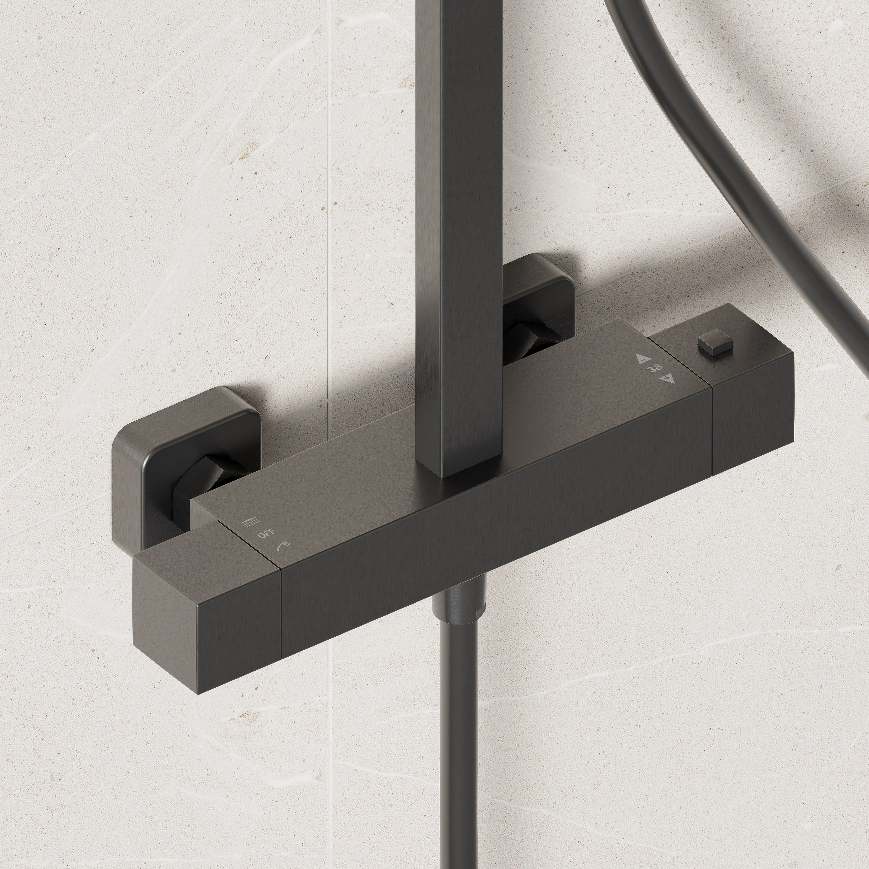 Harbour Status Cool Touch Square Thermostatic Rigid Riser Shower Kit