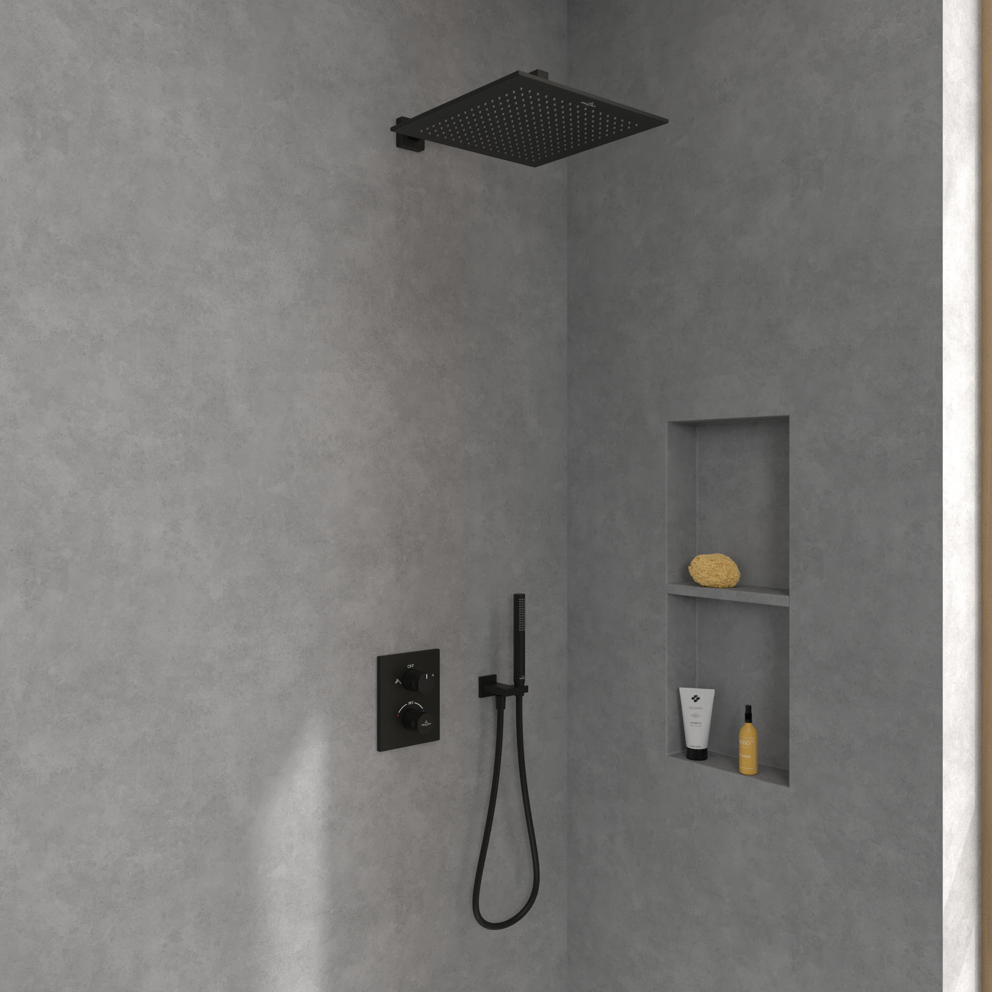 Villeroy & Boch Universal Square Shower Head 350mm - Matt Black