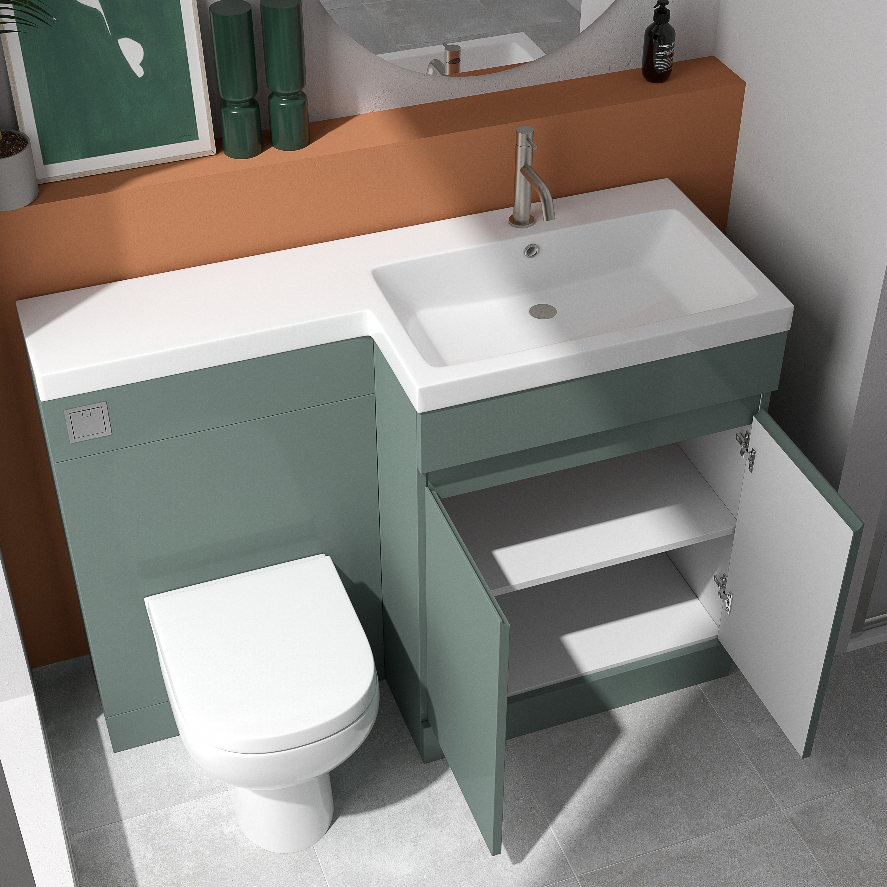 Dylan 1100mm Combination Basin & Toilet Unit - Matt Green