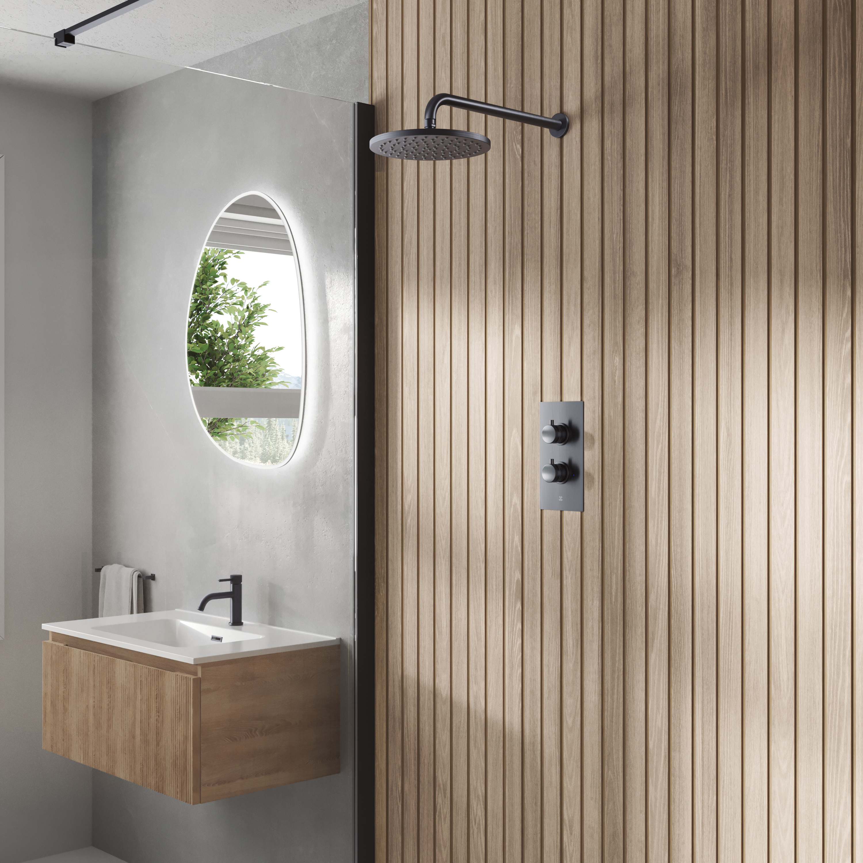 Core 1 Outlet Concealed Shower Valve & Wall Mounted Fixed Shower Head test