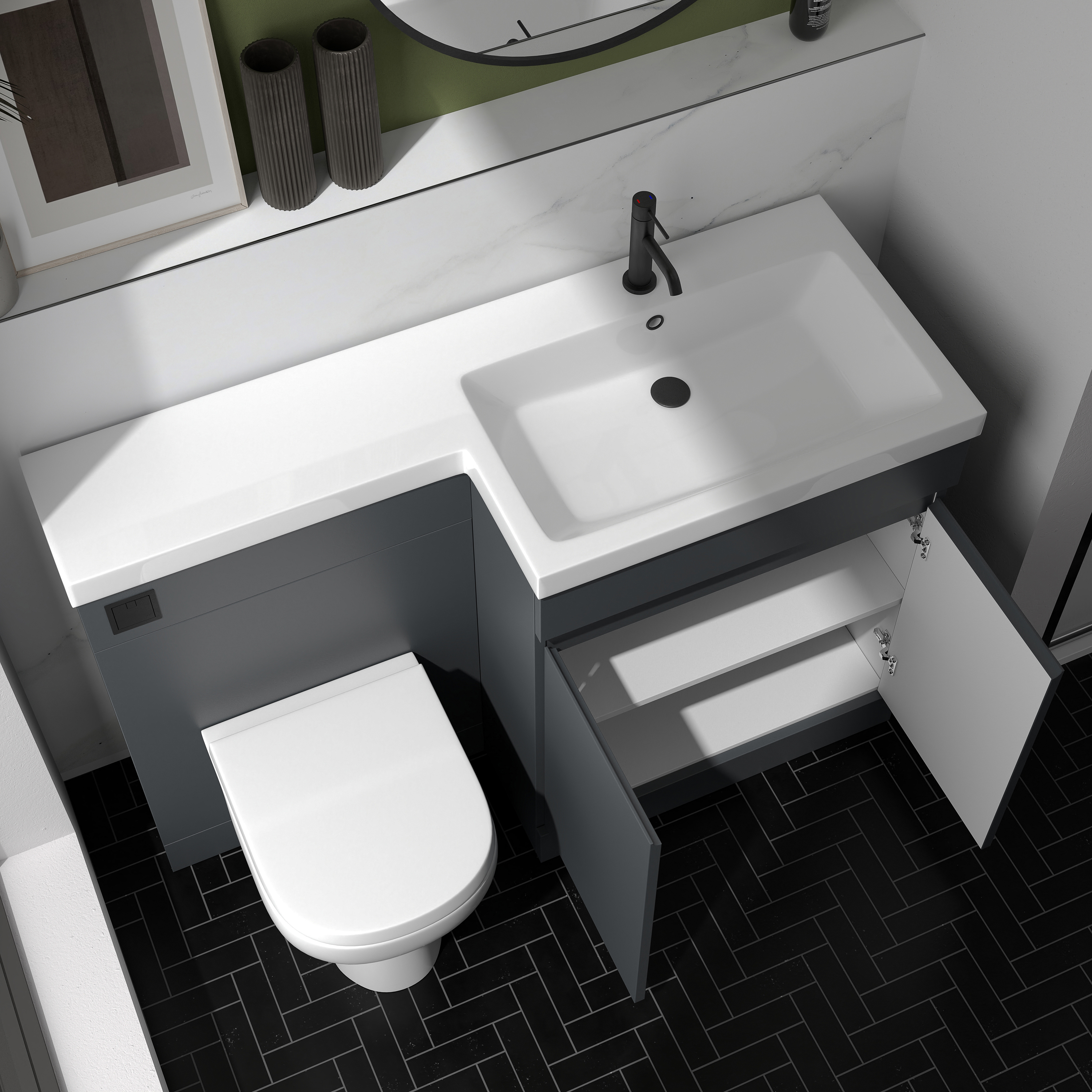 Dylan 1100mm Combination Basin & Toilet Unit - Matt Anthracite