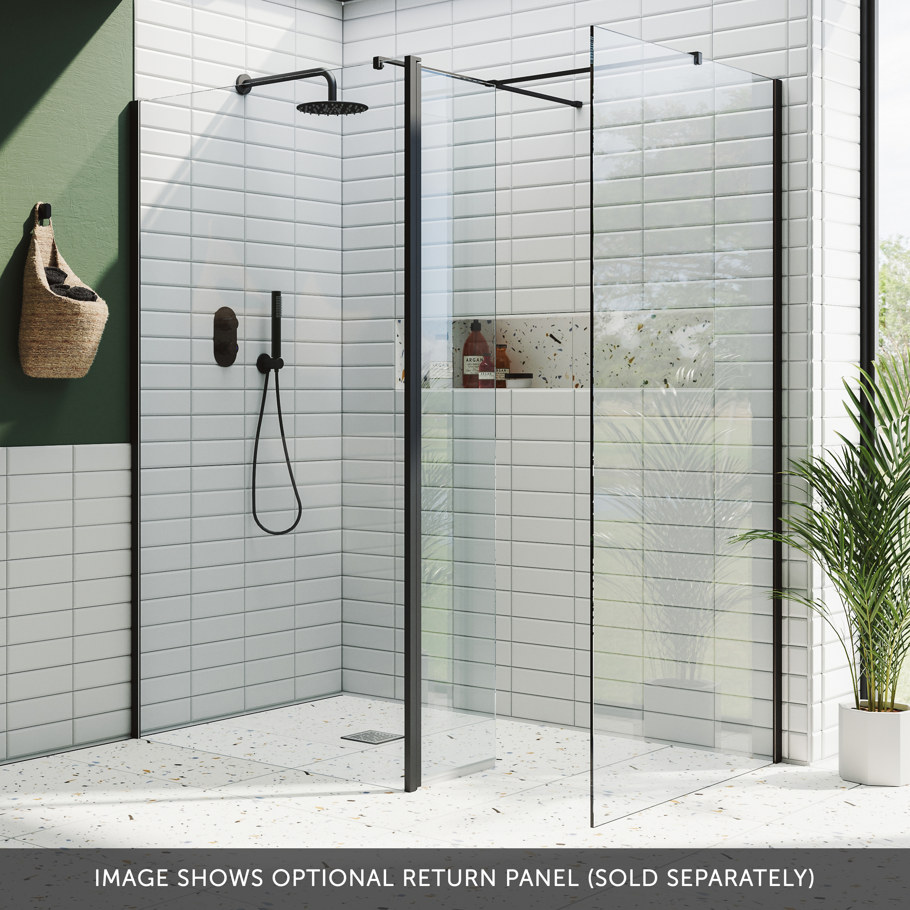 Harbour i10 10mm Easy Clean 2m Tall Wetroom 2 Panel Pack - Matt Black