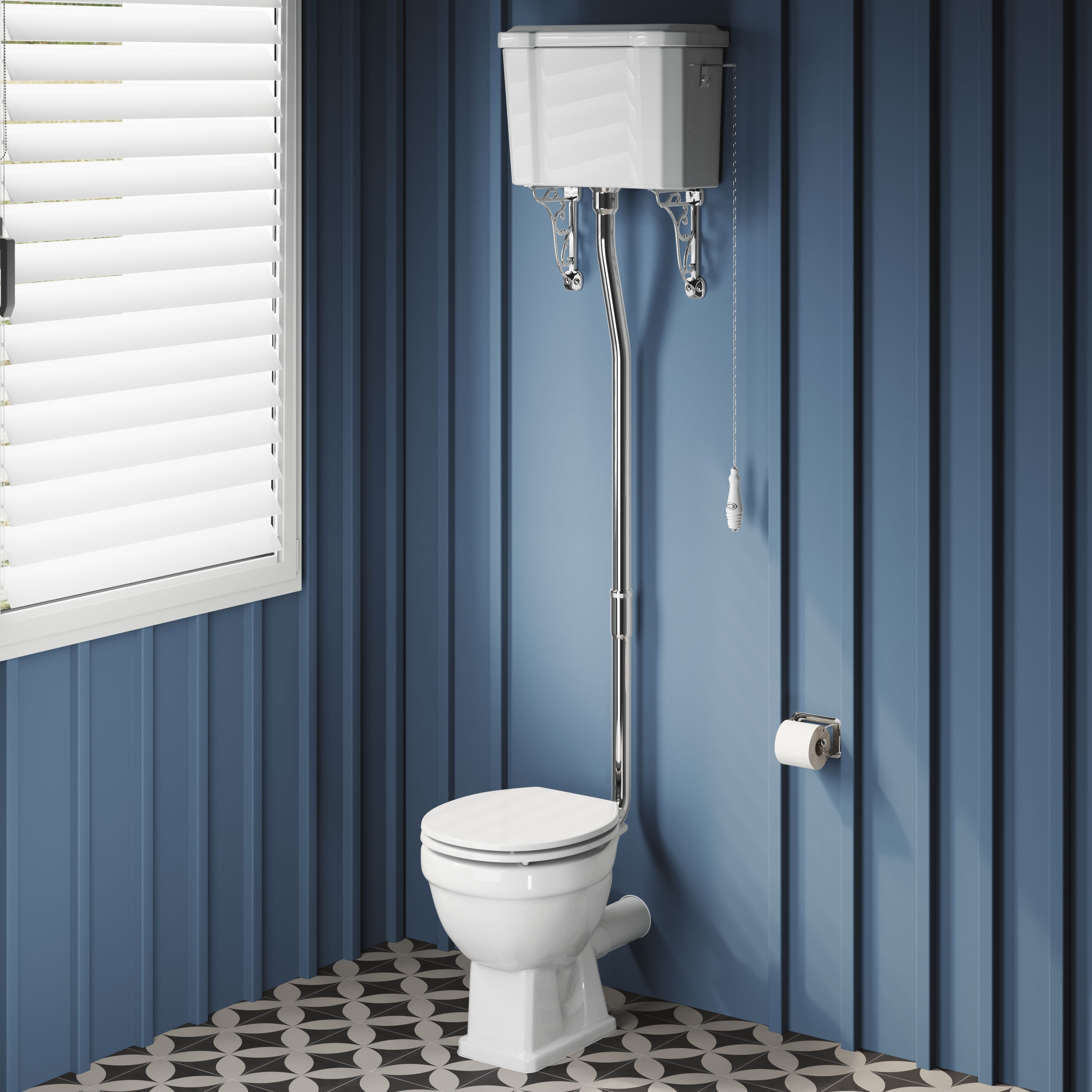 Butler & Rose Catherine Comfort Height High Level Toilet with Pan, Cistern & Flush Pipe