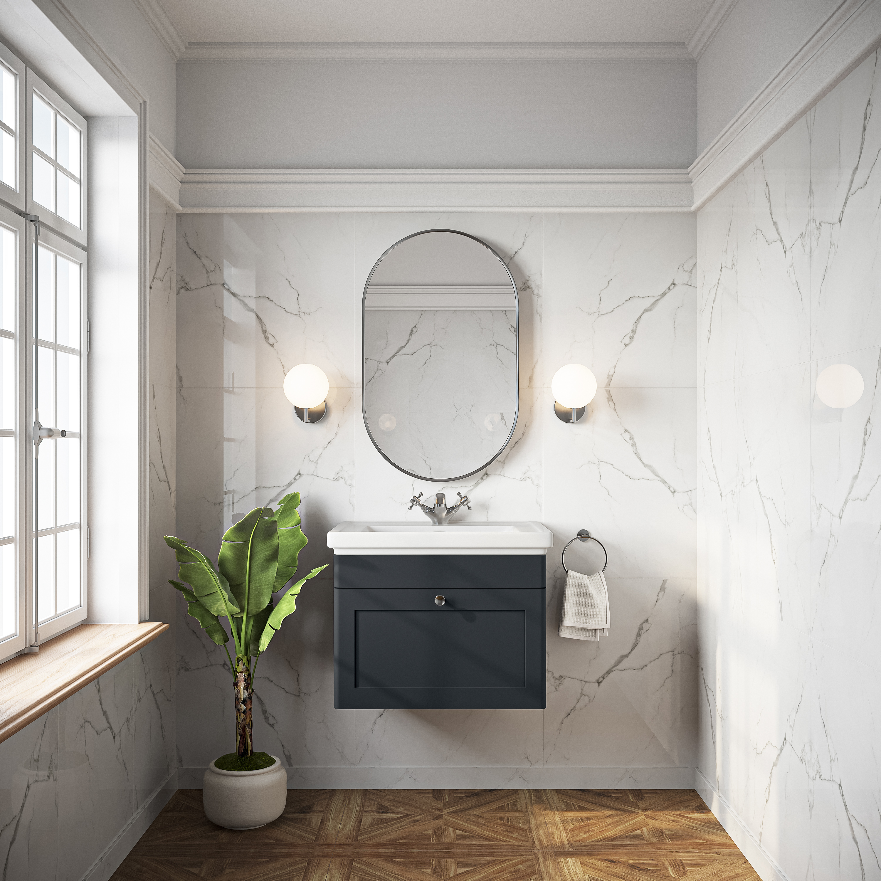 Butler & Rose Ophelia Traditional Toilet & 600mm Wall Hung Vanity Unit Bathroom Suite