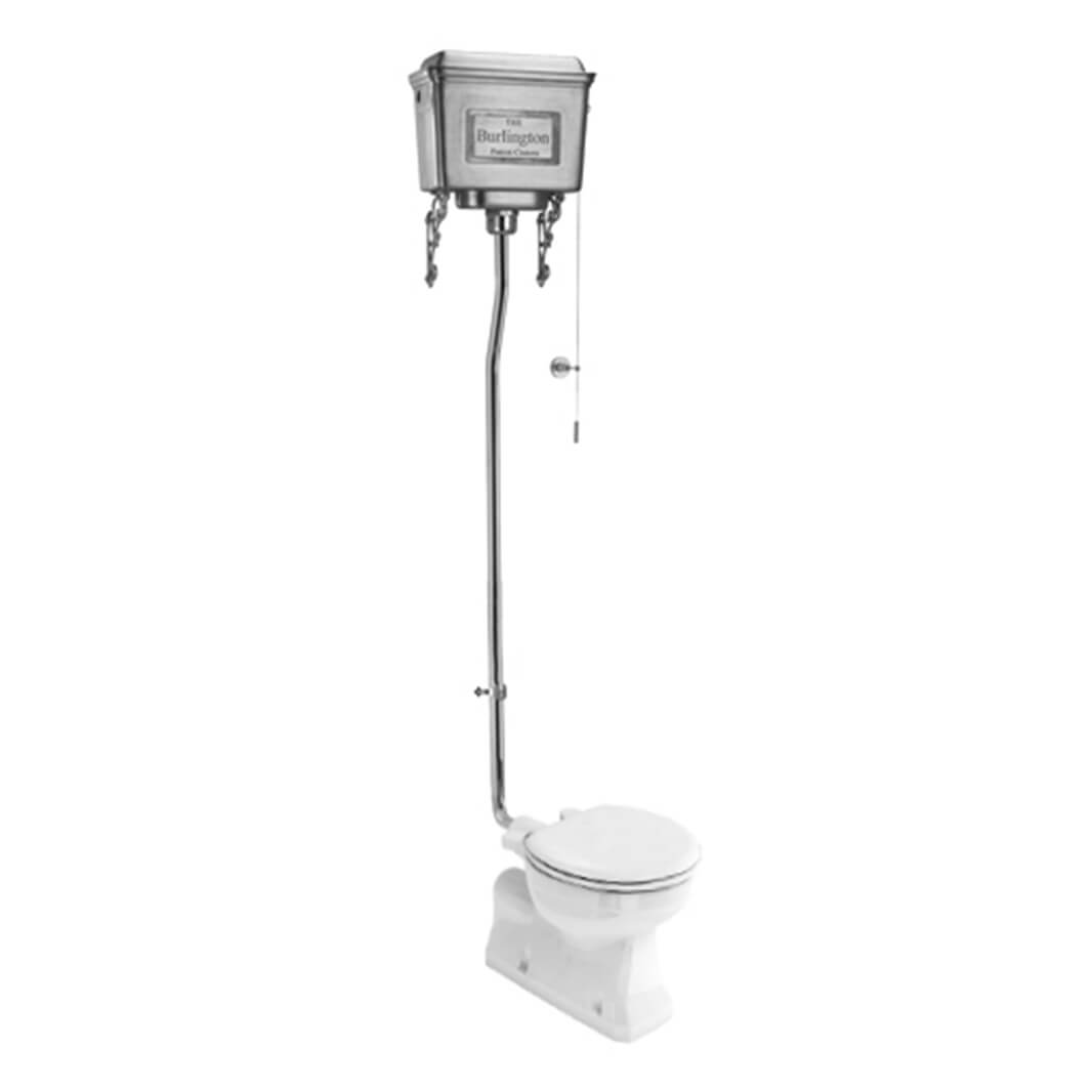 Burlington High Level Toilet with Polished Aluminium Cistern (Excluding Seat)