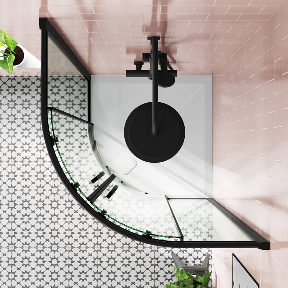 Harbour Primrose 6mm Matt Black Quadrant Shower Enclosure - 1850mm