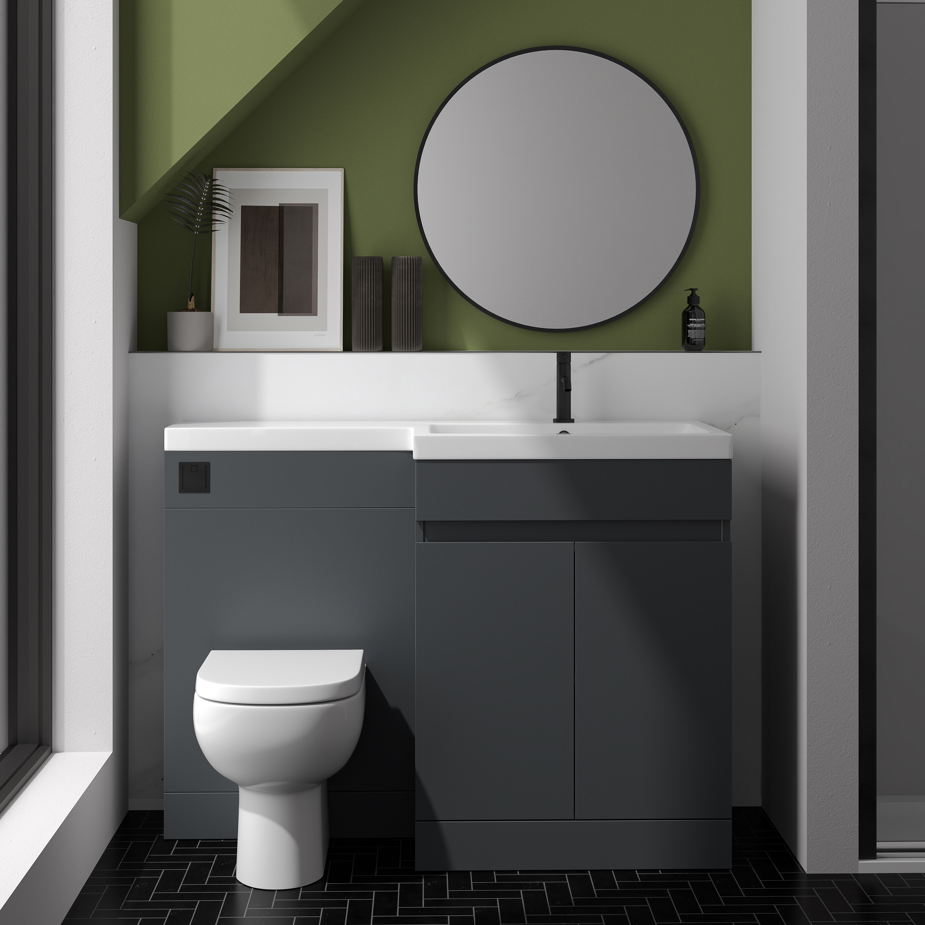 Dylan 1100mm Combination Basin & Toilet Unit - Matt Anthracite