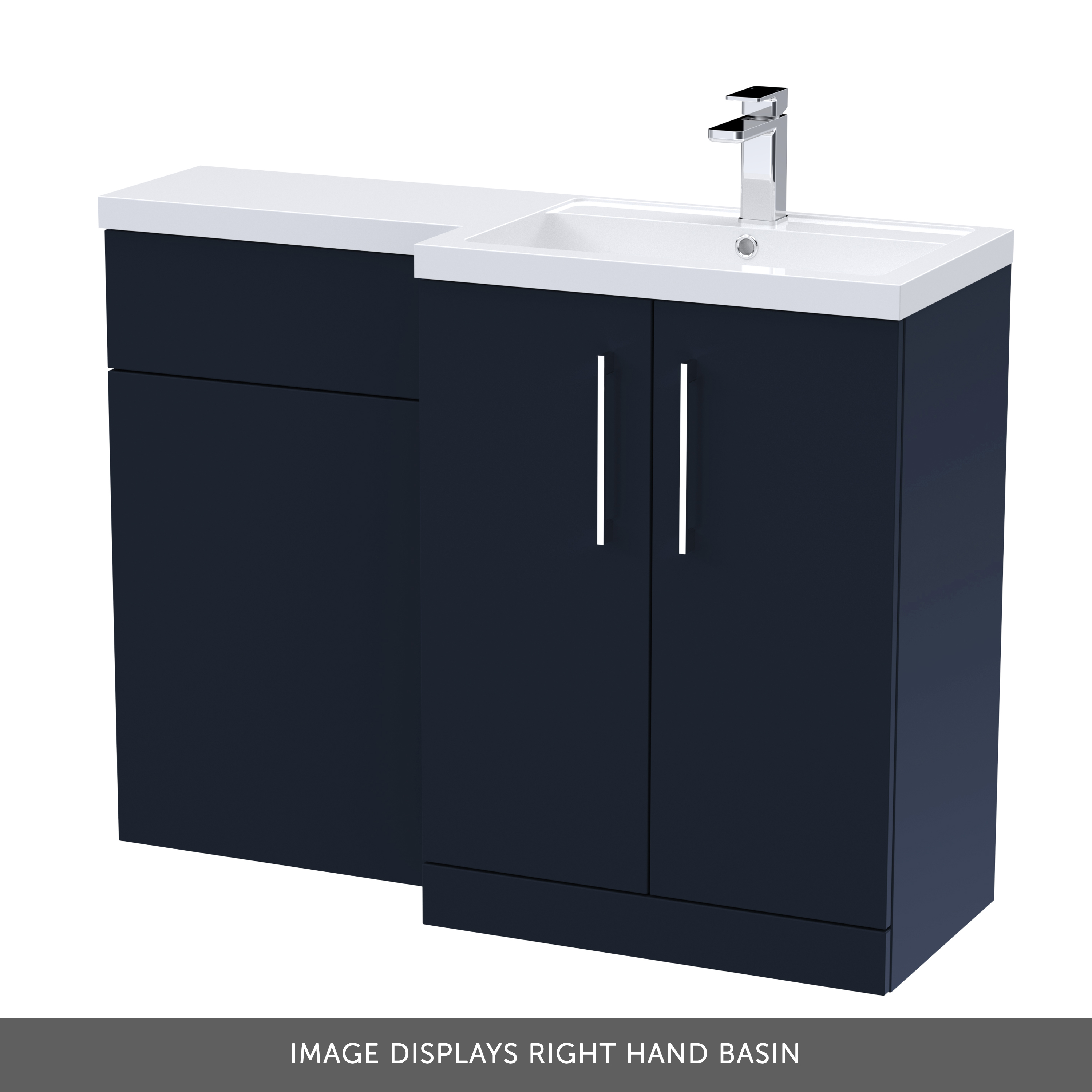 Erin 1100mm Matt Blue Combination Bathroom 2 Door Sink & Toilet Unit