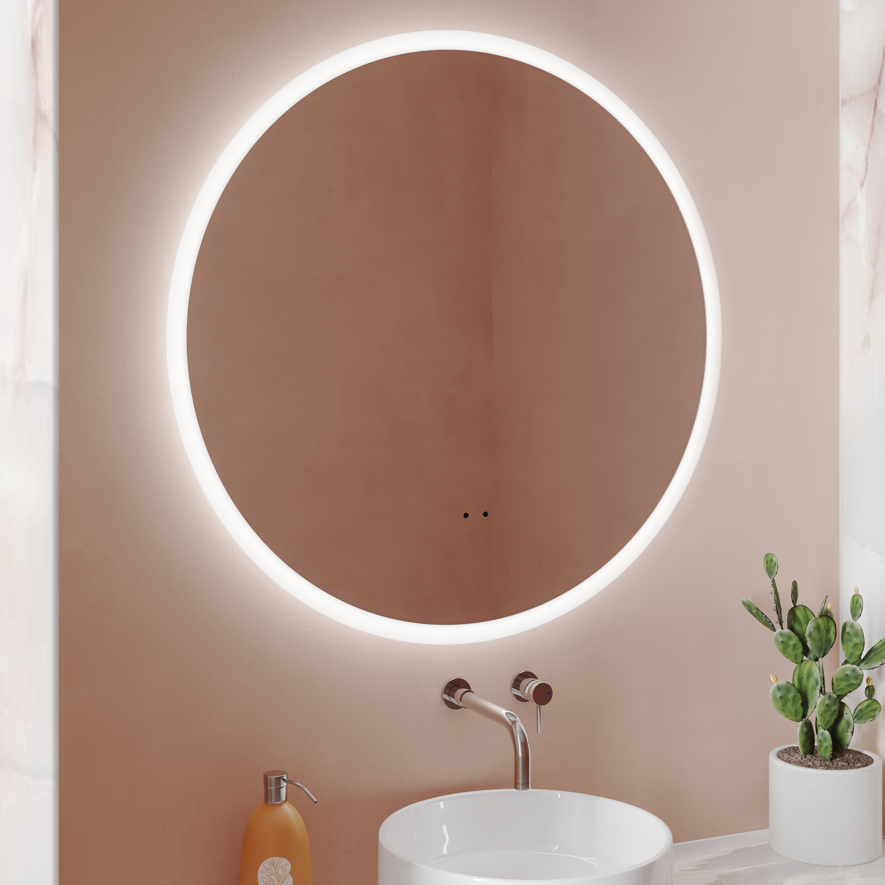 Harbour Glow Round LED Mirror with Demister Pad & Colour Change Lights - 800mm