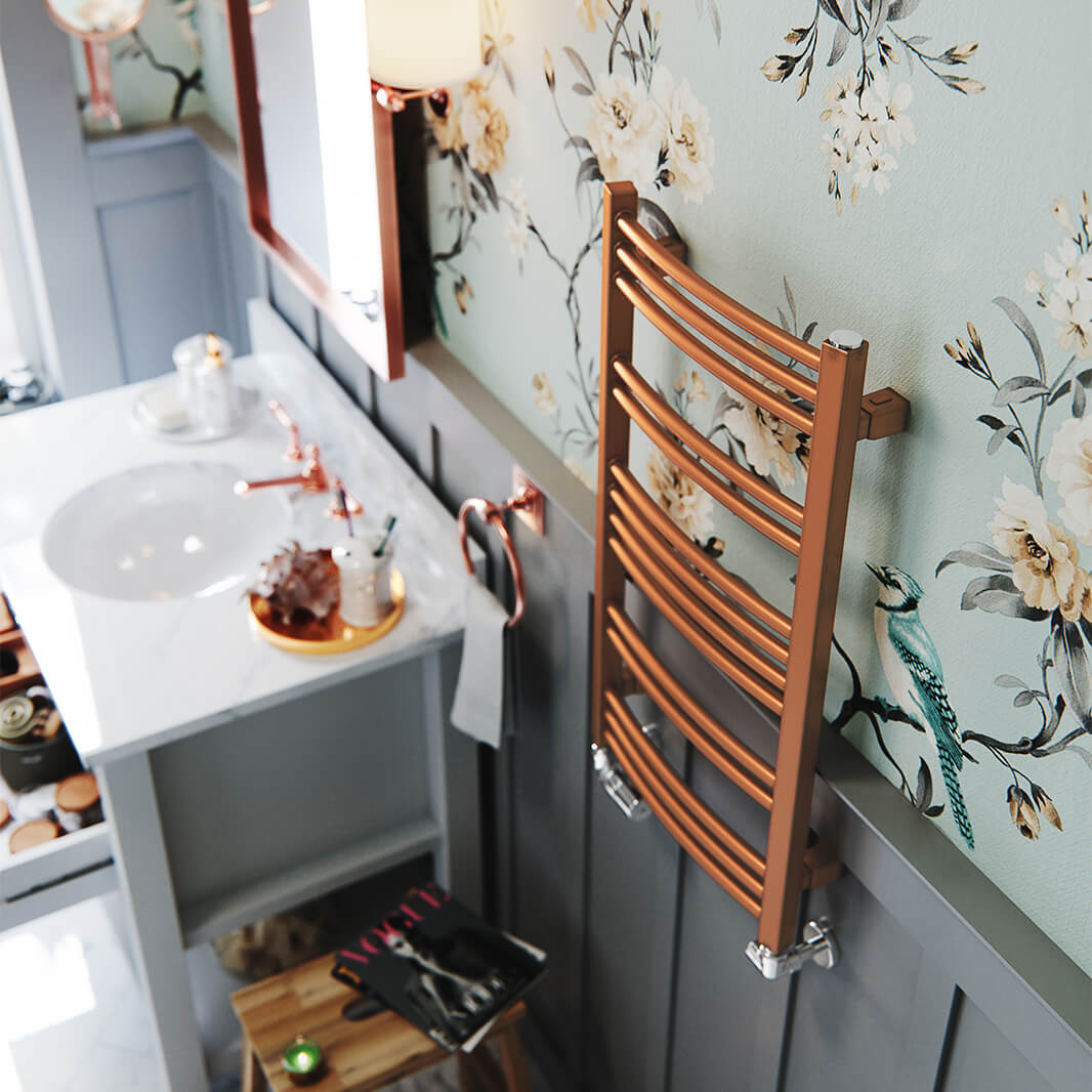 Terma Jade Curved Heated Towel Rail - True Copper - 2 Sizes