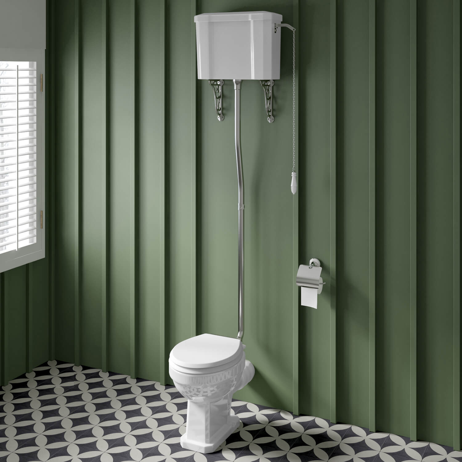 Butler & Rose Catherine High Level Toilet with Pan, Cistern & Flush Pipe Kit