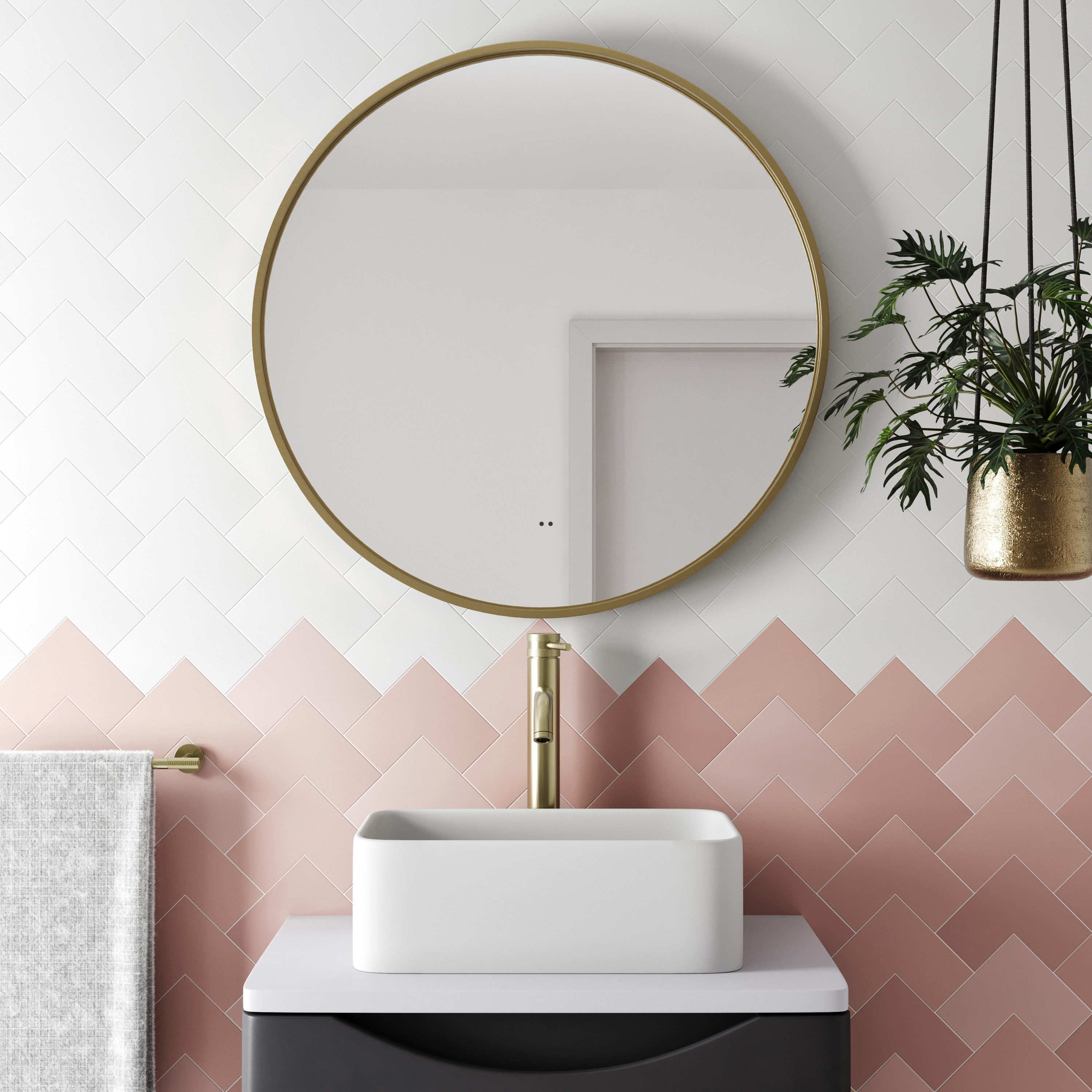 Core LED Illuminated Round Framed Mirror with Demister Pad & Colour Change Lights - 600mm