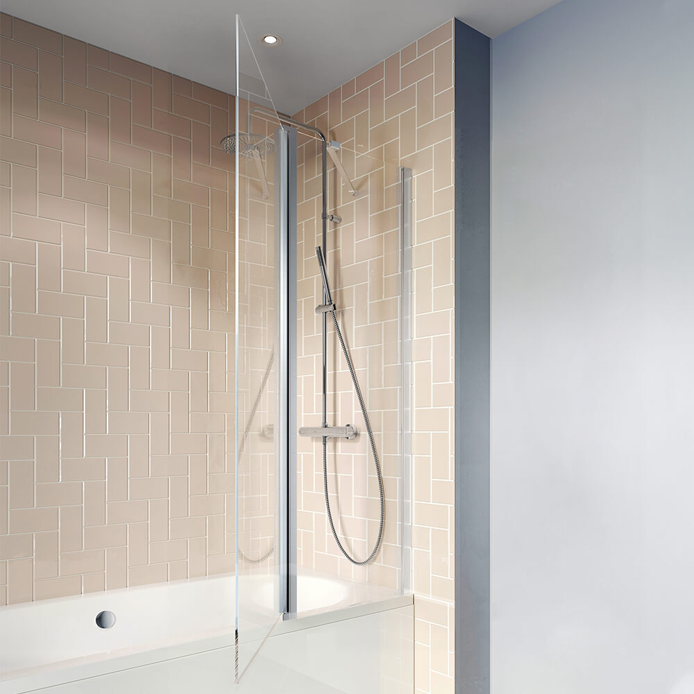 Crosswater Clear 6 6mm Easy Clean Double Panel Hinged Bath Screen - 1500 x 1150mm