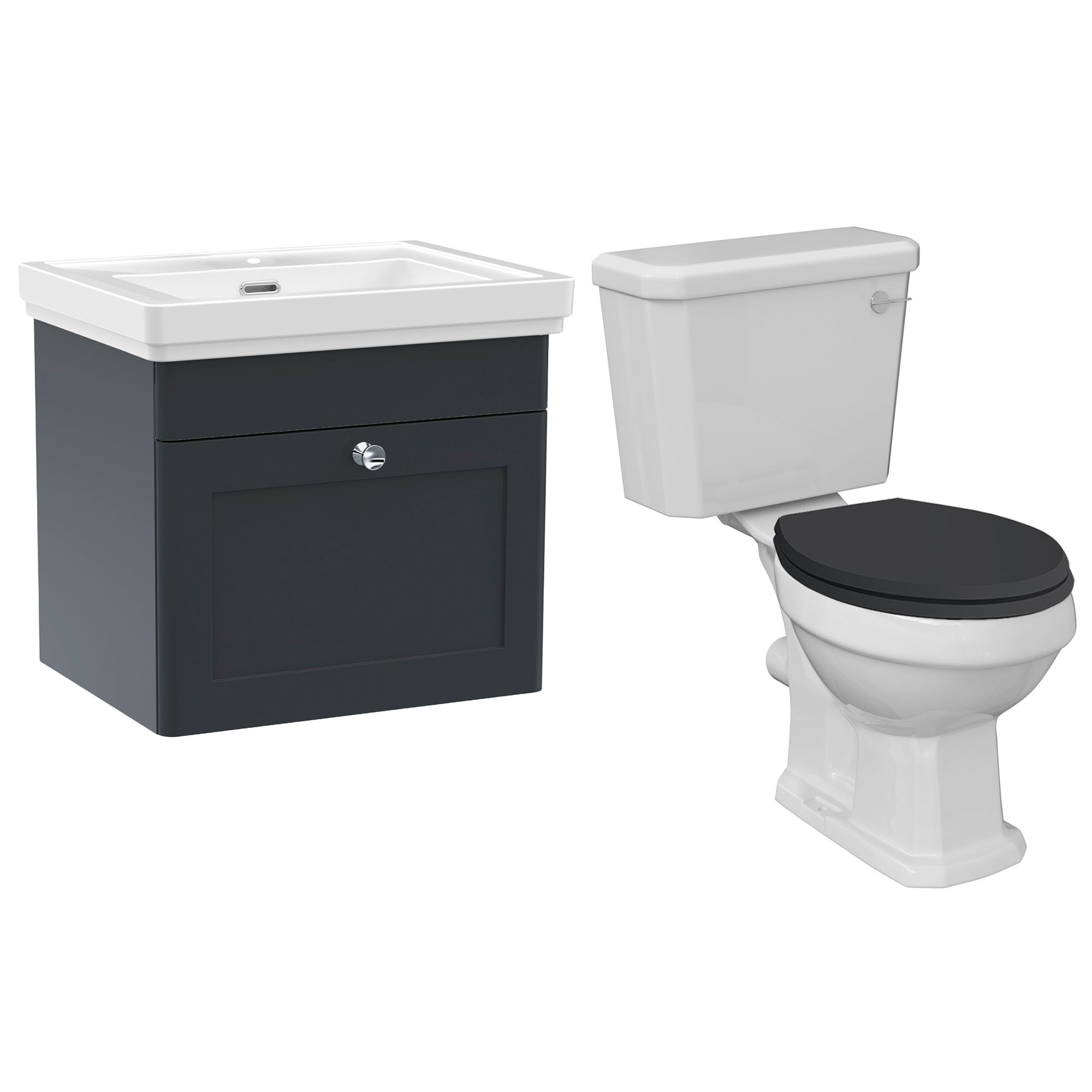 Butler & Rose Ophelia Traditional Toilet & 500mm Wall Hung Vanity Unit Bathroom Suite