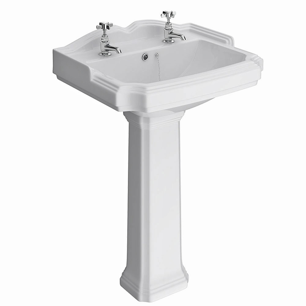 Butler & Rose Winston 580mm Full Pedestal & Basin - 2 Tap Hole