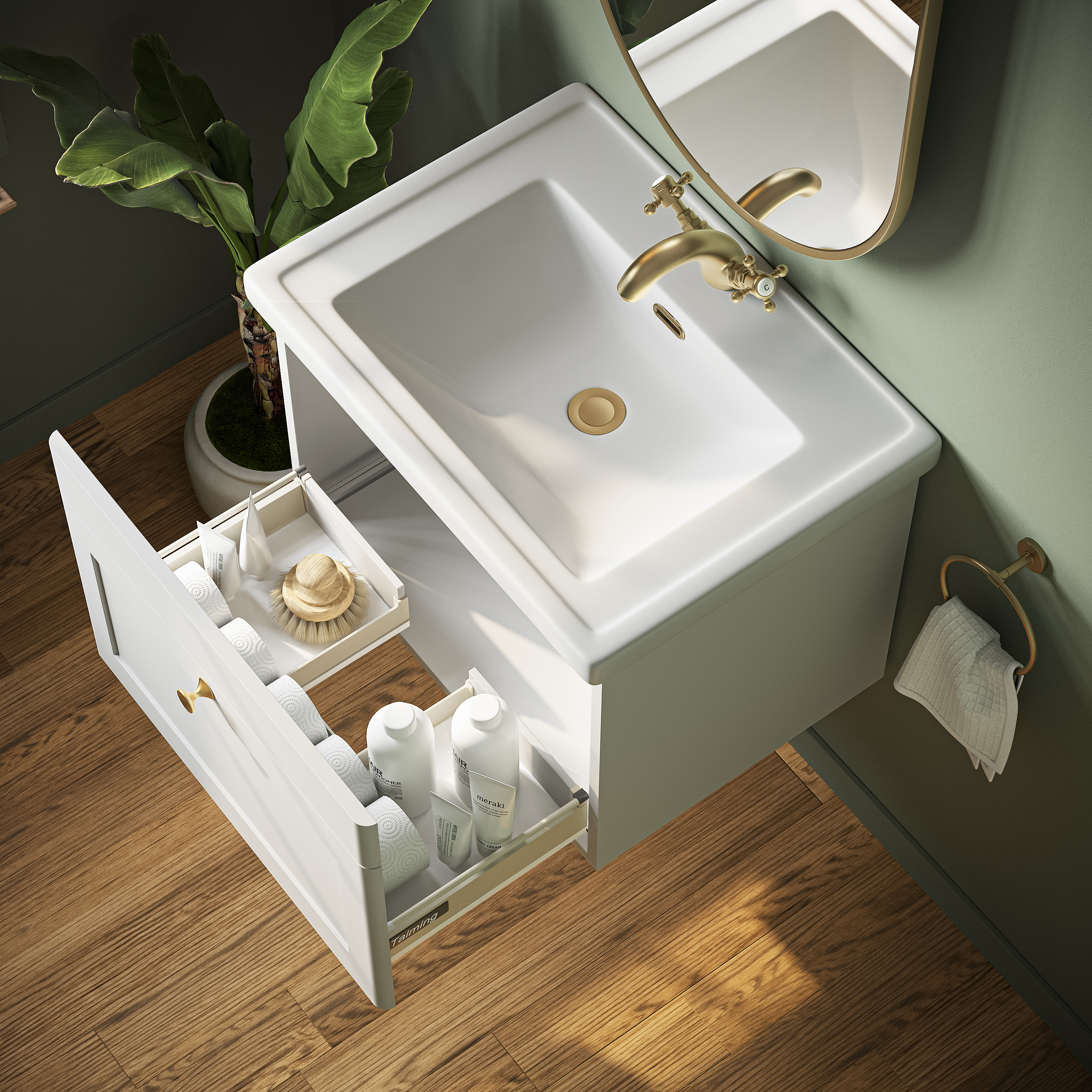 Butler & Rose Ophelia Traditional Toilet & 600mm Wall Hung Vanity Unit Bathroom Suite