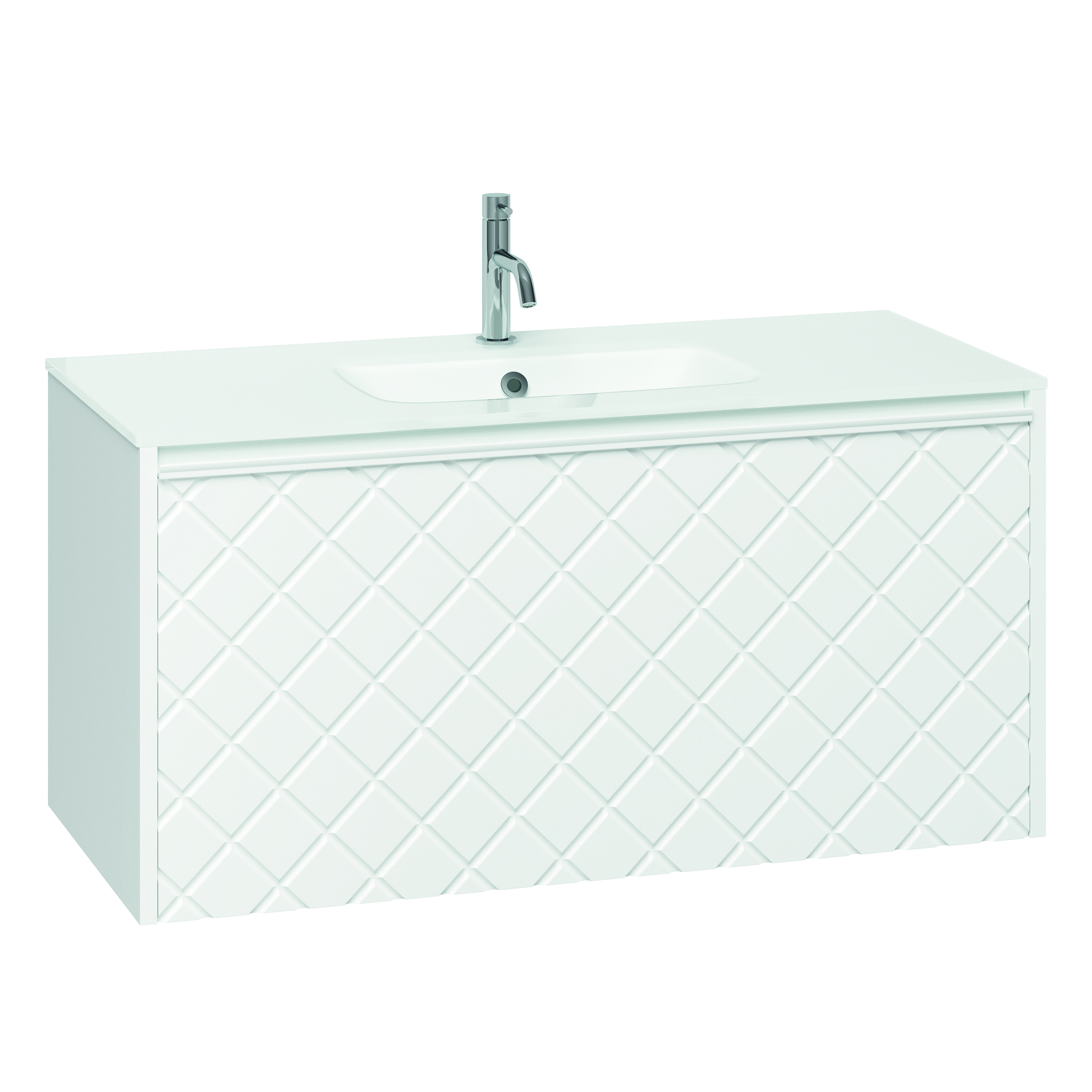 Crosswater Vergo 1000mm Wall Hung Single Crosshatch Drawer Vanity Unit & Basin Options