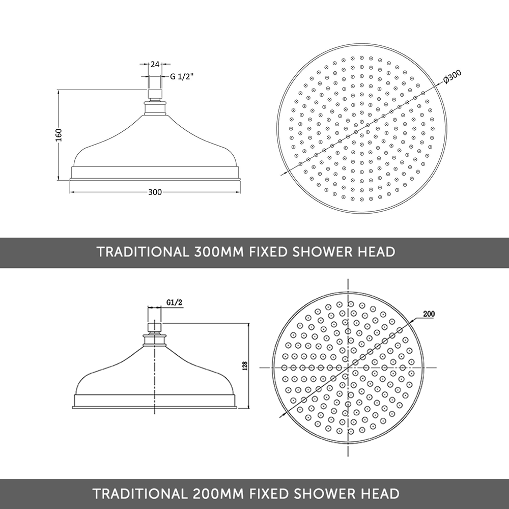 Edith Concealed Shower Valve, Fixed Shower Head & Slide Rail Kit