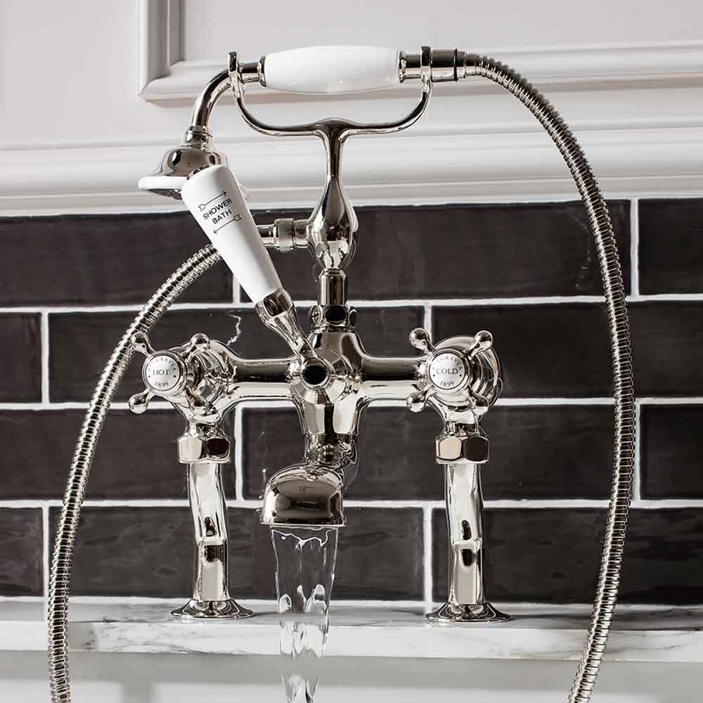 Crosswater Belgravia Crosshead Bath and Shower Mixer with Shower Kit - Deck Mounted, Chrome
