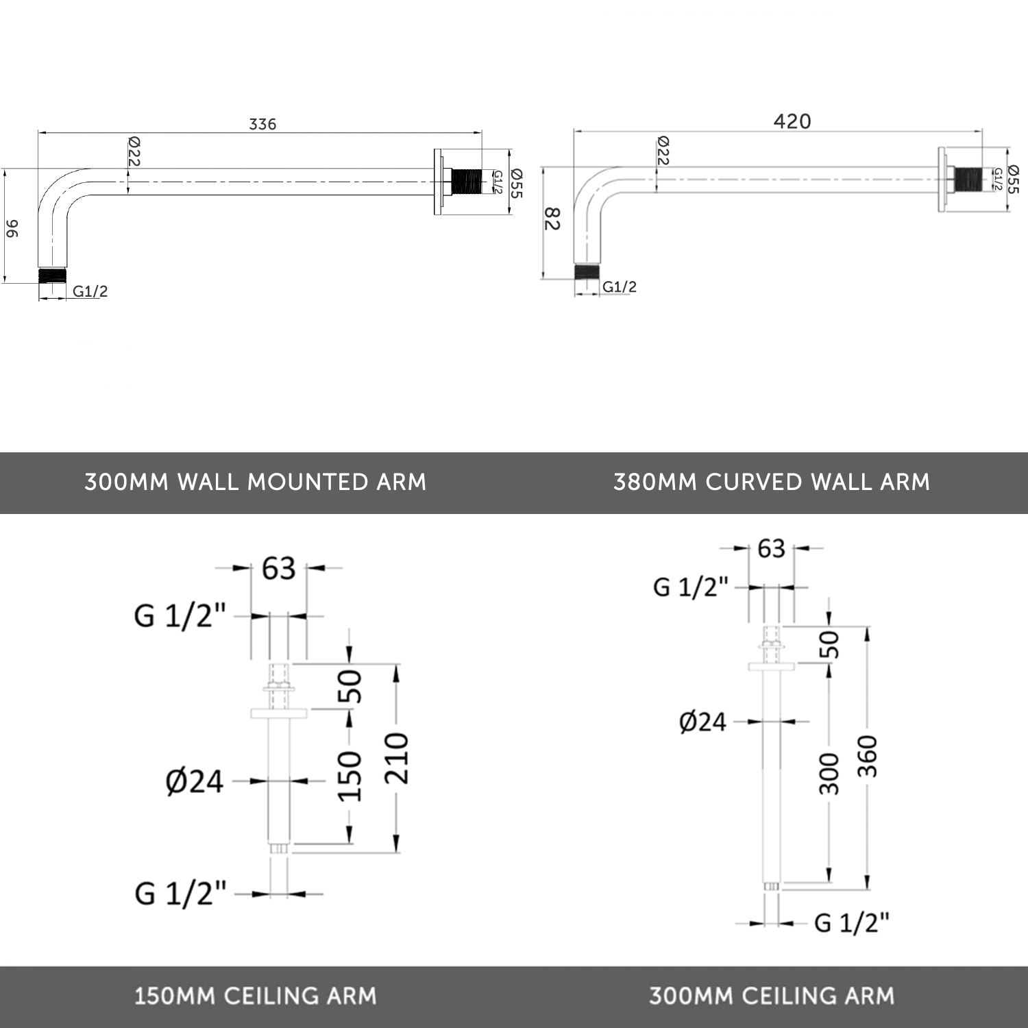 Harper Concealed Shower Valve, Fixed Shower Head & Handset