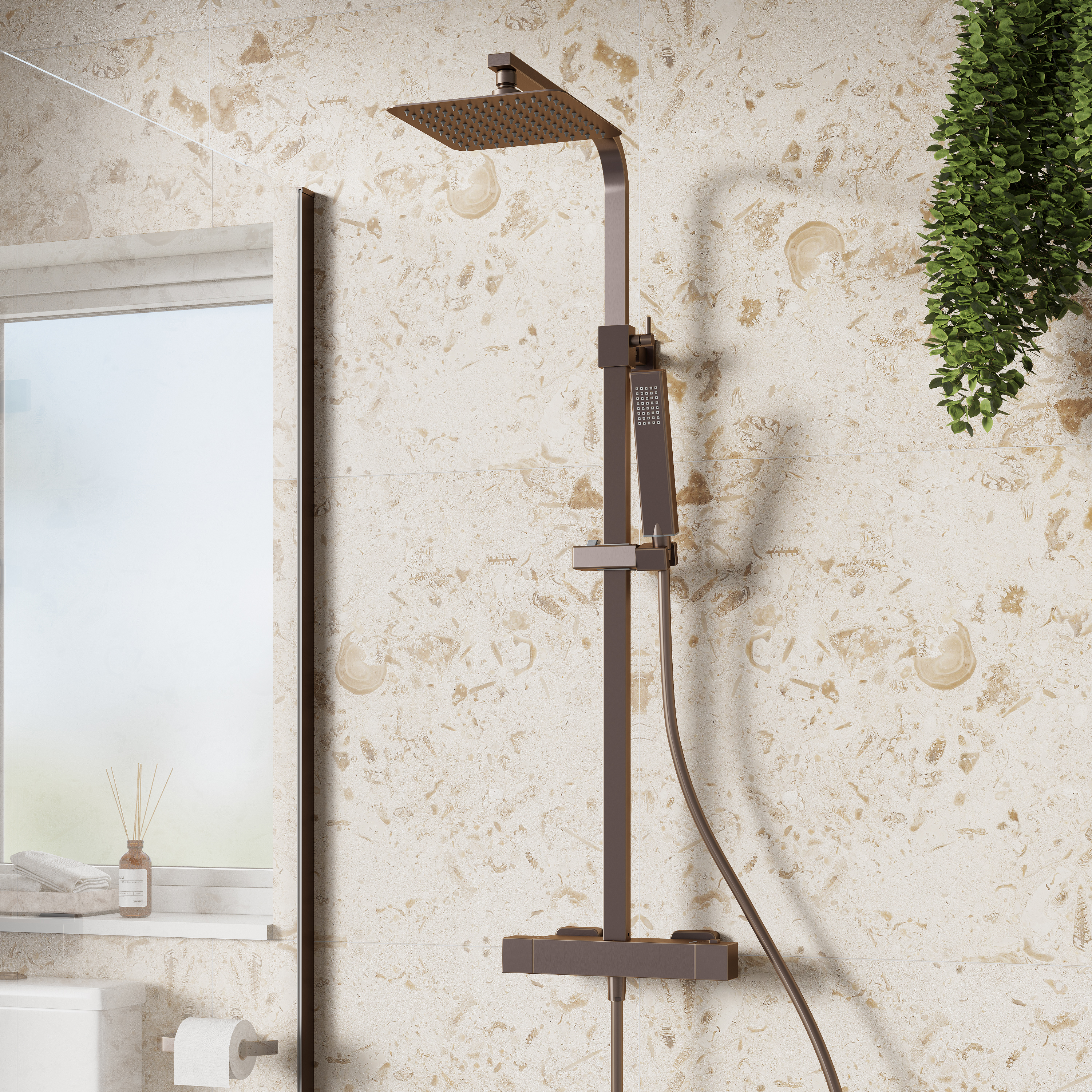 Harbour Status Cool Touch Square Thermostatic Rigid Riser Shower Kit